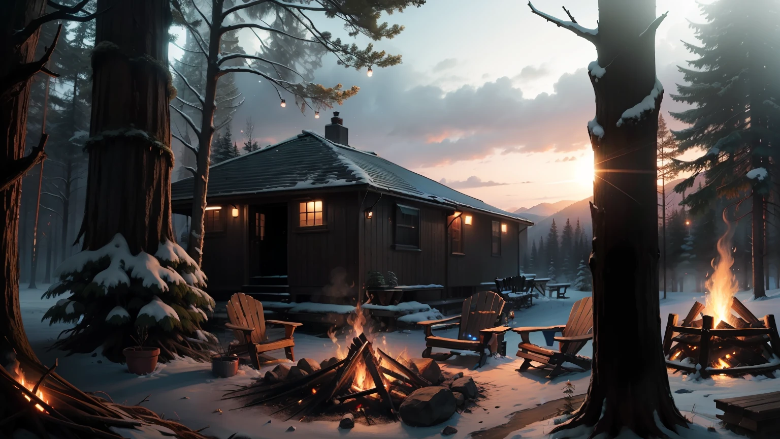 cozy place with campfire