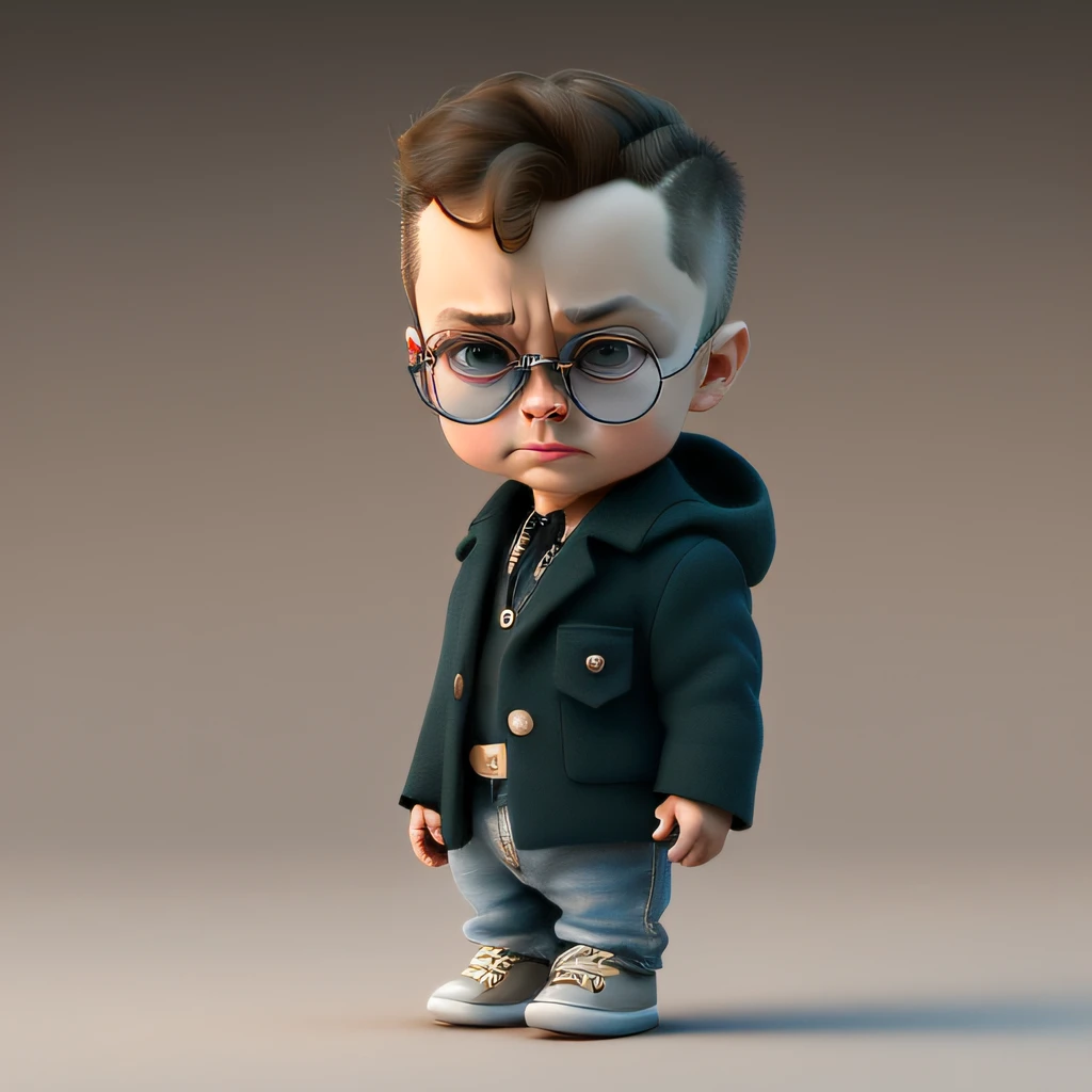 cbzbb, homem, sem cabelo, cavanhaque, barba, 40 anos, pardo, thin glasses, fone de ouvido, personagem, fofo, pequeno, bonito, Devian Art, Trending Artstation, Digital Art, Detailed, Cute, Realistic, Humanoid, Character, tiny, Cinematic Sho, Cinematic Lights, Elon Musk, Looks happy