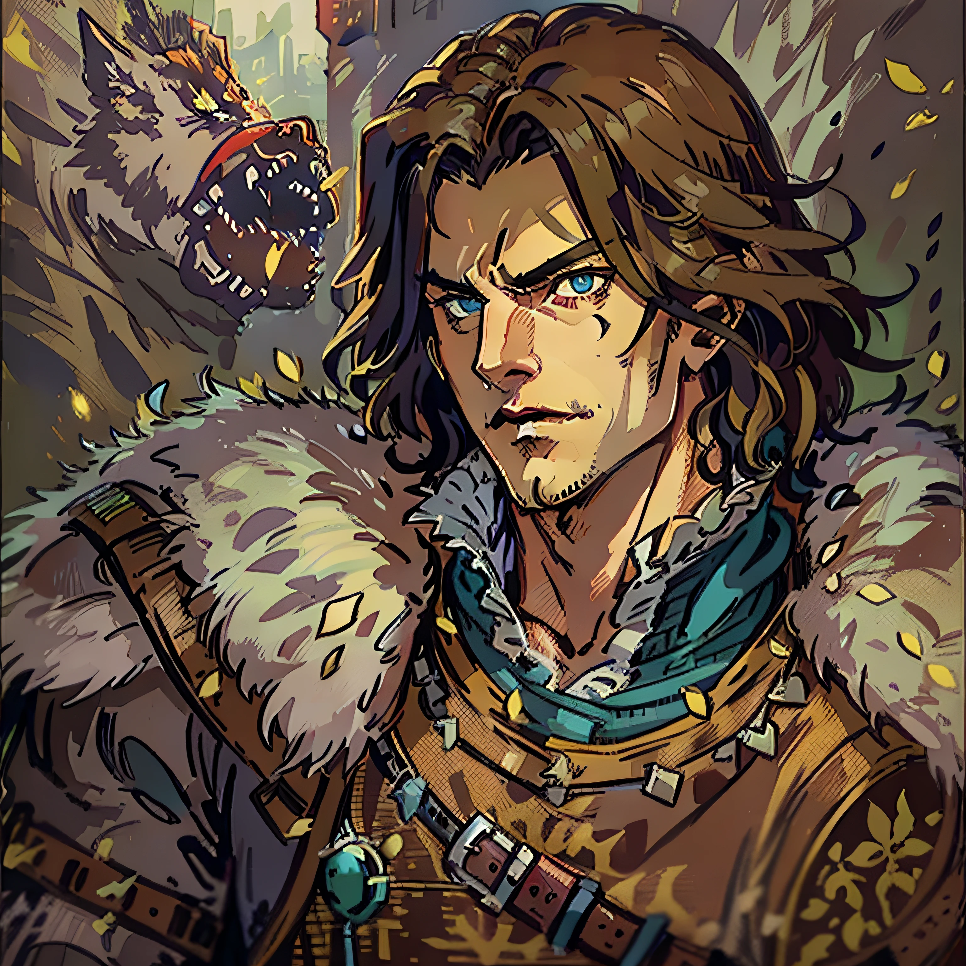 trevor belmont, castlevania, RPG character, medieval fantasy, close up portrait