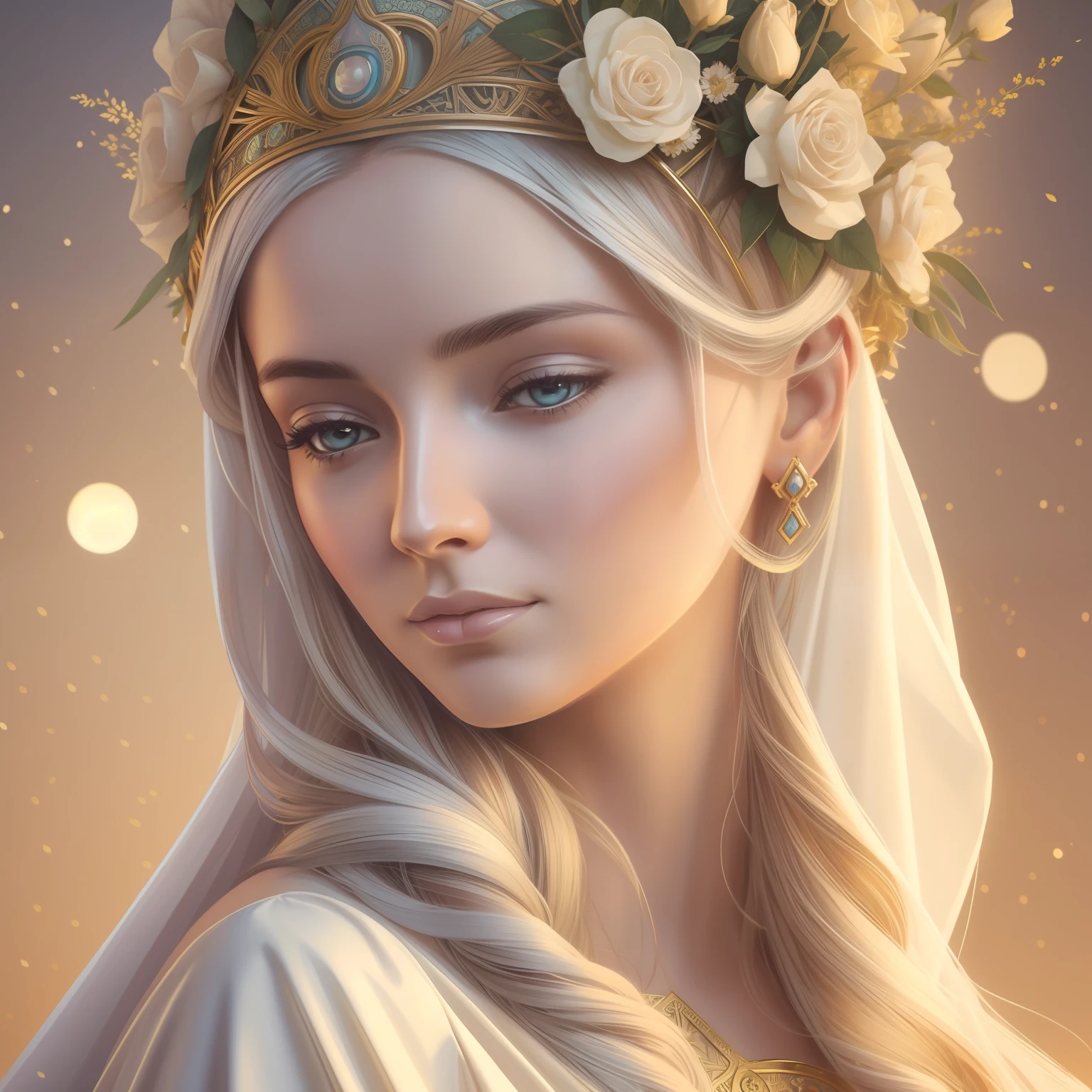 The Virgin Mary and the Child Jesus. MUJER CAUCASICA. 19 years old, DULCE Y LA INOCENTE MIRADA ANGELICAL, Alta calidad, obra maestra, rasgos faciales exquisitos, cabello exquisito, ojos exquisitos, cabello de color exquisito, calidad de imagen 4K, hermosa luz y sombra, efecto Tyndall, halo, cabello desordenado, estado joven, escena hermosa, ropa exquisita, cadenas, plumas, belleza antigua con ojos grandes muy detallados, pintura digital, artstation, arte conceptual, foco nítido, illustration, arte de greg rutkowski y alphonse mucha y victo ngai