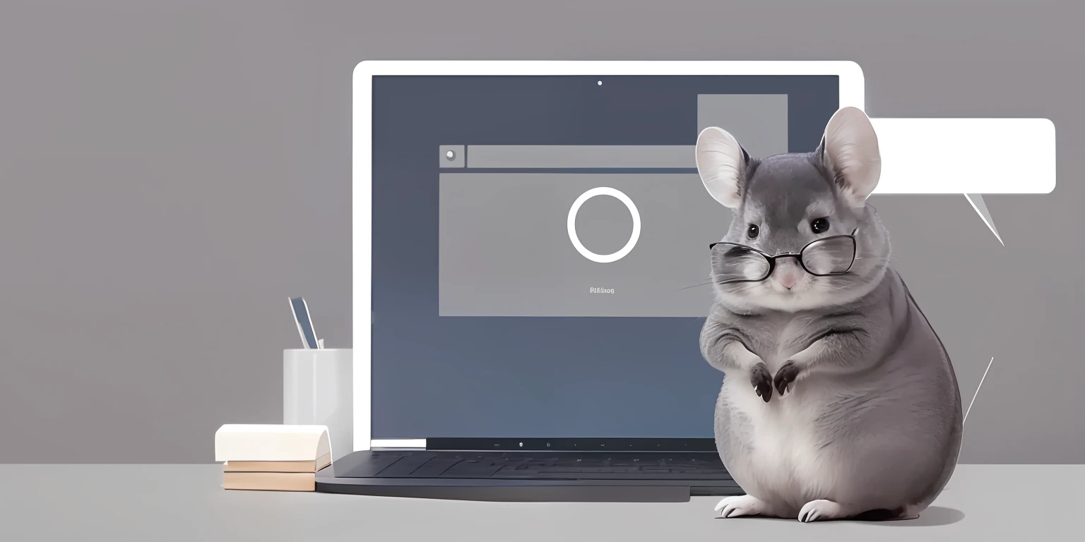 Minimalist logo for instagram containing in the image a chinchilla with glasses studying finance