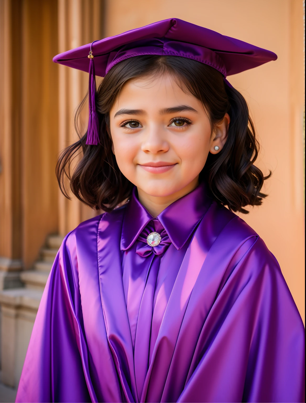 Arafed young girl in purple prom dress and purple cap and dress, Foto de formatura, color studio portrait, retrato colorido, retrato colorido detalhado, wearing an academic gown, foto de retrato em close-up, retrato premiado, retrato closeup, vestido em um vestido roxo, color photograph portrait 4k, retrato premiado, foto retrato de alto detalhe, medium close up portrait