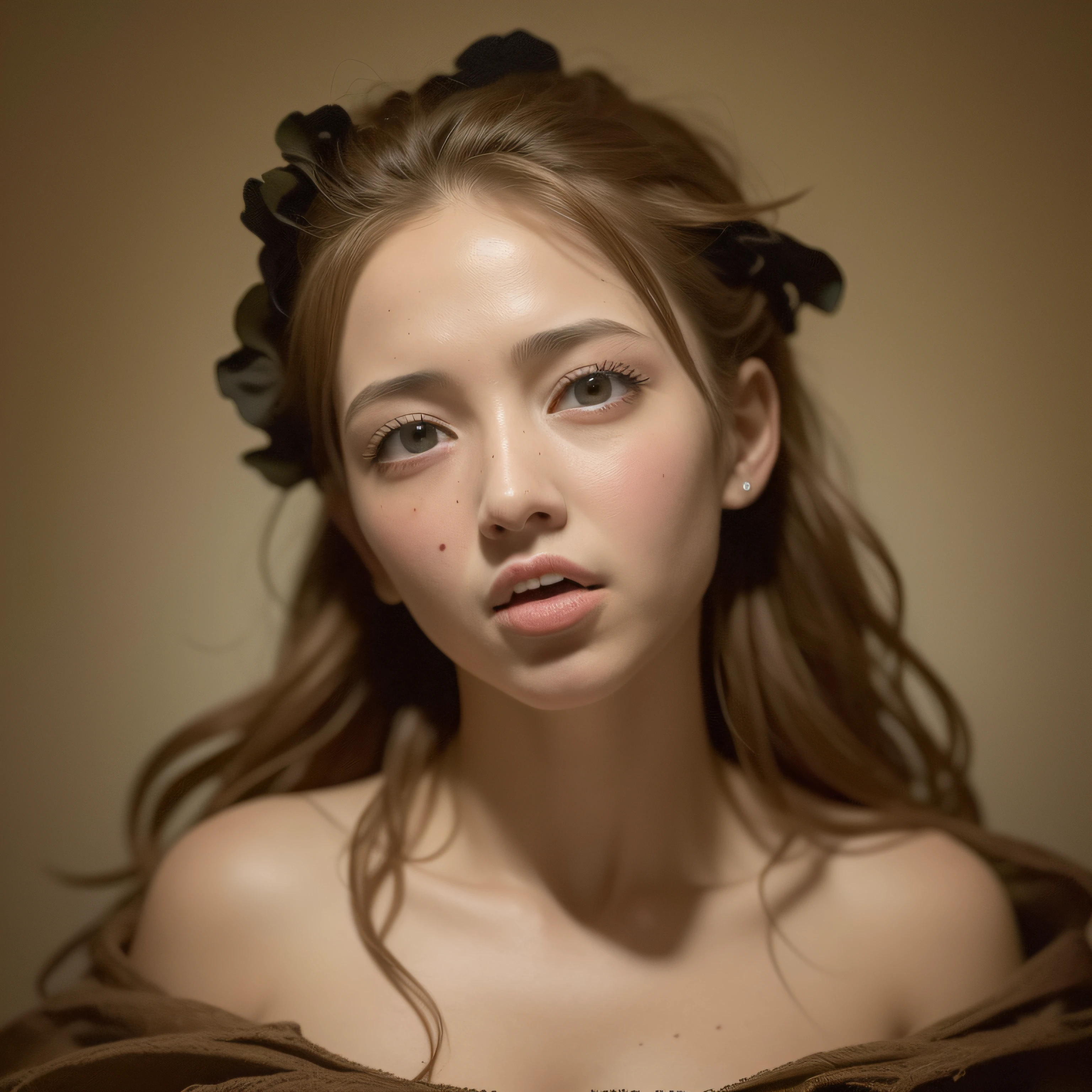 (extremadamente detallado, obra maestra, La mejor calidad), Estilo oscuro, intense illumination, rostro con arrugas, lengua larga, tentacle, deforme, monstruoso, un anciano con Colmillos finos, amenazante. Rococo composition. Luz de caravaggio