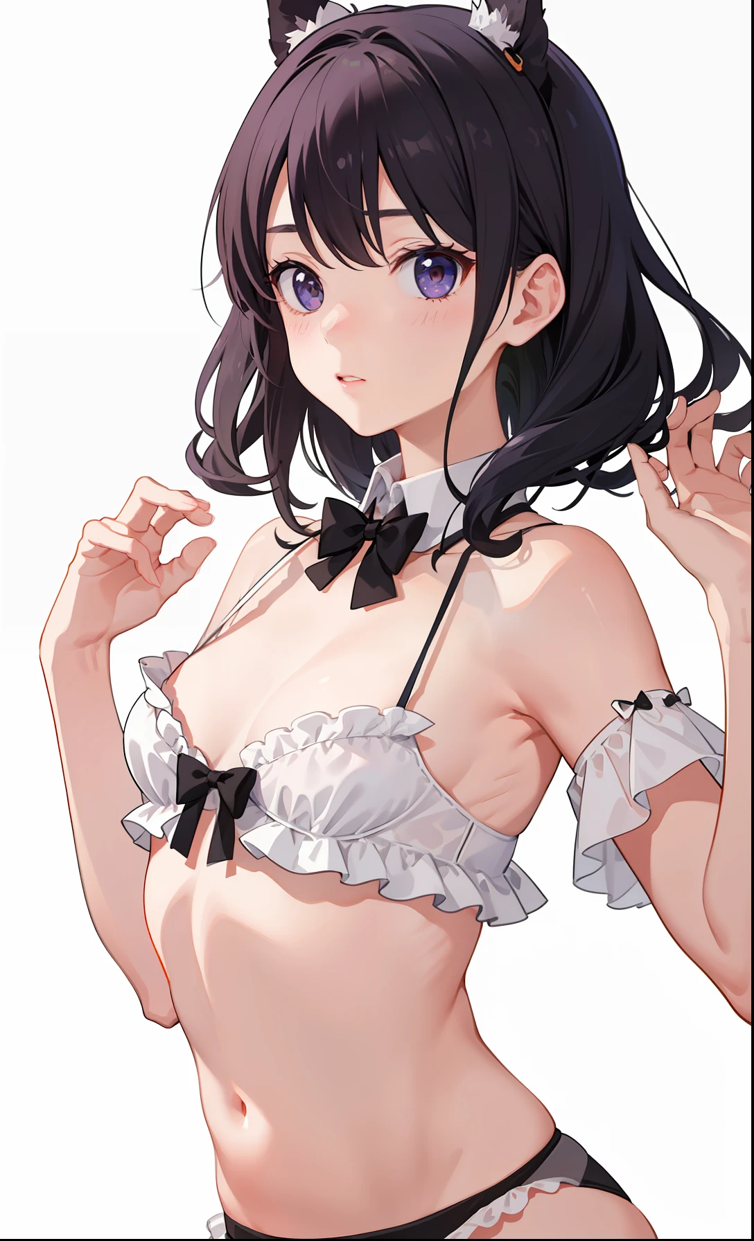 1girl in、Cute underwear、cute little、Upper body portrait、barechested、toppless、