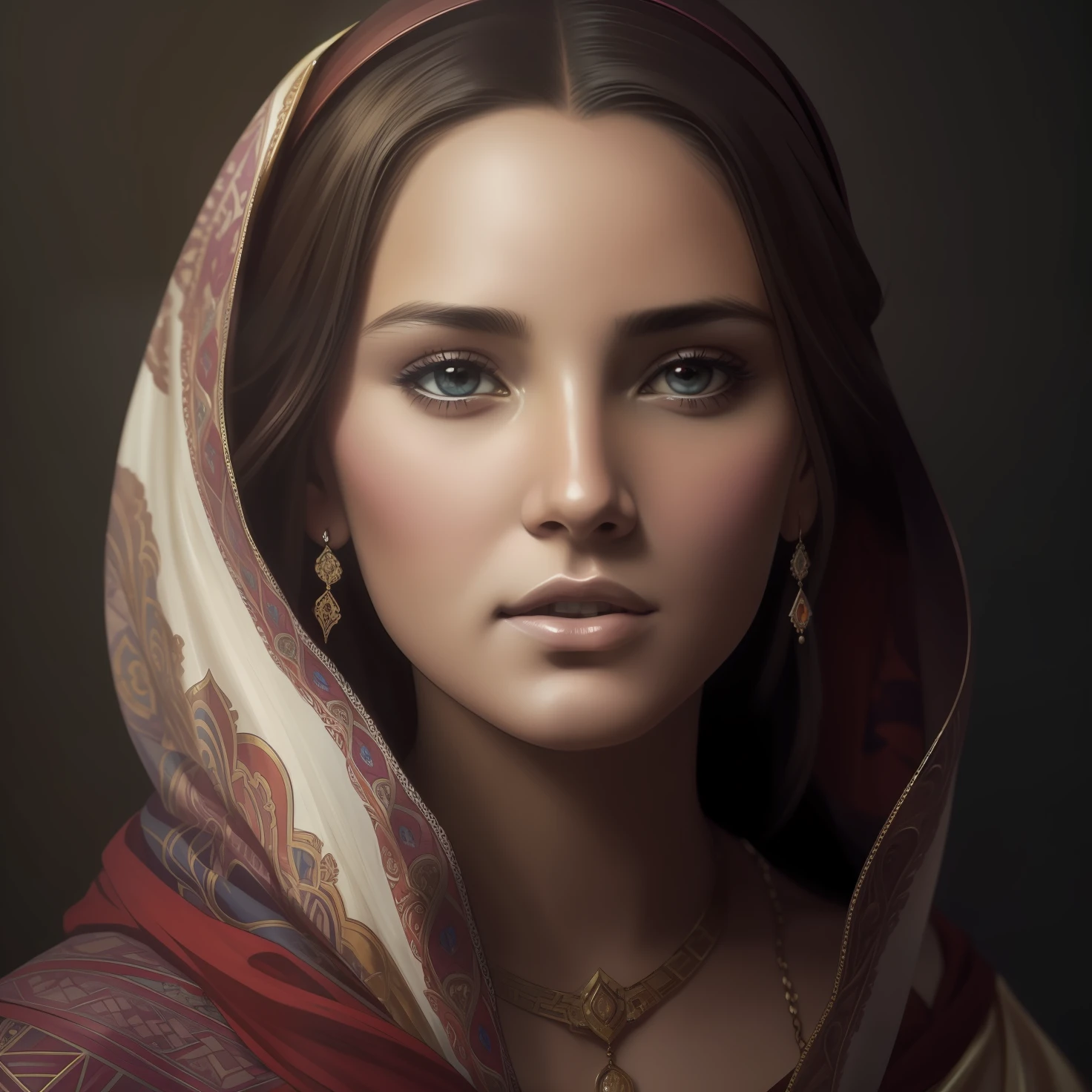 The Virgin Mary and the Child Jesus. MUJER CAUCASICA. 19 years old, DULCE Y LA INOCENTE MIRADA ANGELICAL, Alta calidad, obra maestra, rasgos faciales exquisitos, cabello exquisito, ojos exquisitos, cabello de color exquisito, calidad de imagen 4K, hermosa luz y sombra, efecto Tyndall, halo, cabello desordenado, estado joven, escena hermosa, ropa exquisita, cadenas, plumas, belleza antigua con ojos grandes muy detallados, pintura digital, artstation, arte conceptual, foco nítido, illustration, arte de greg rutkowski y alphonse mucha y victo ngai