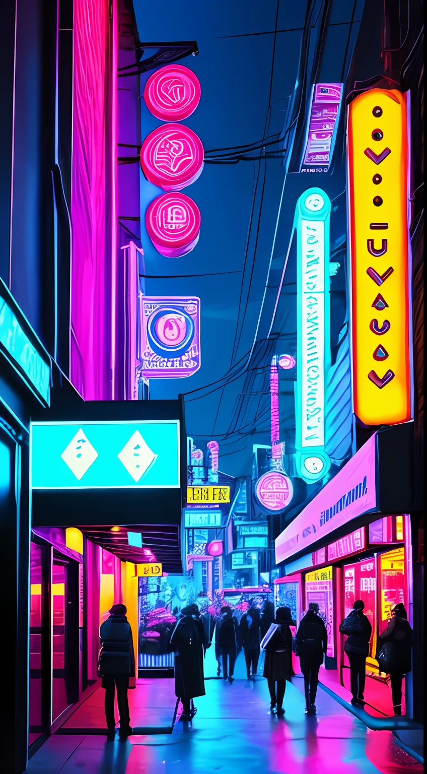 Local commerce futuristic cyberpunk neon