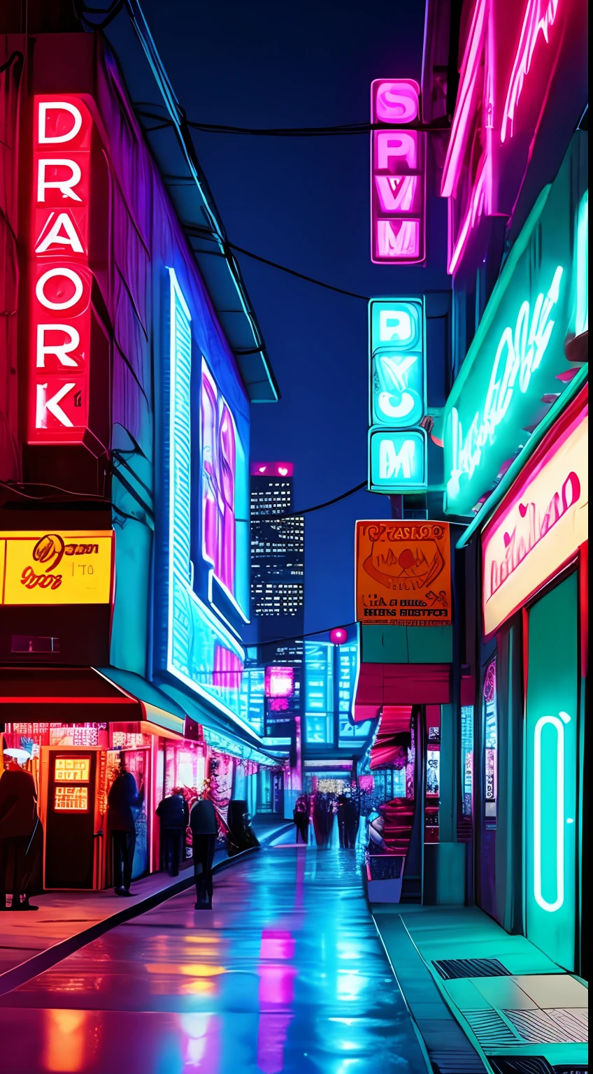 Local commerce futuristic cyberpunk neon