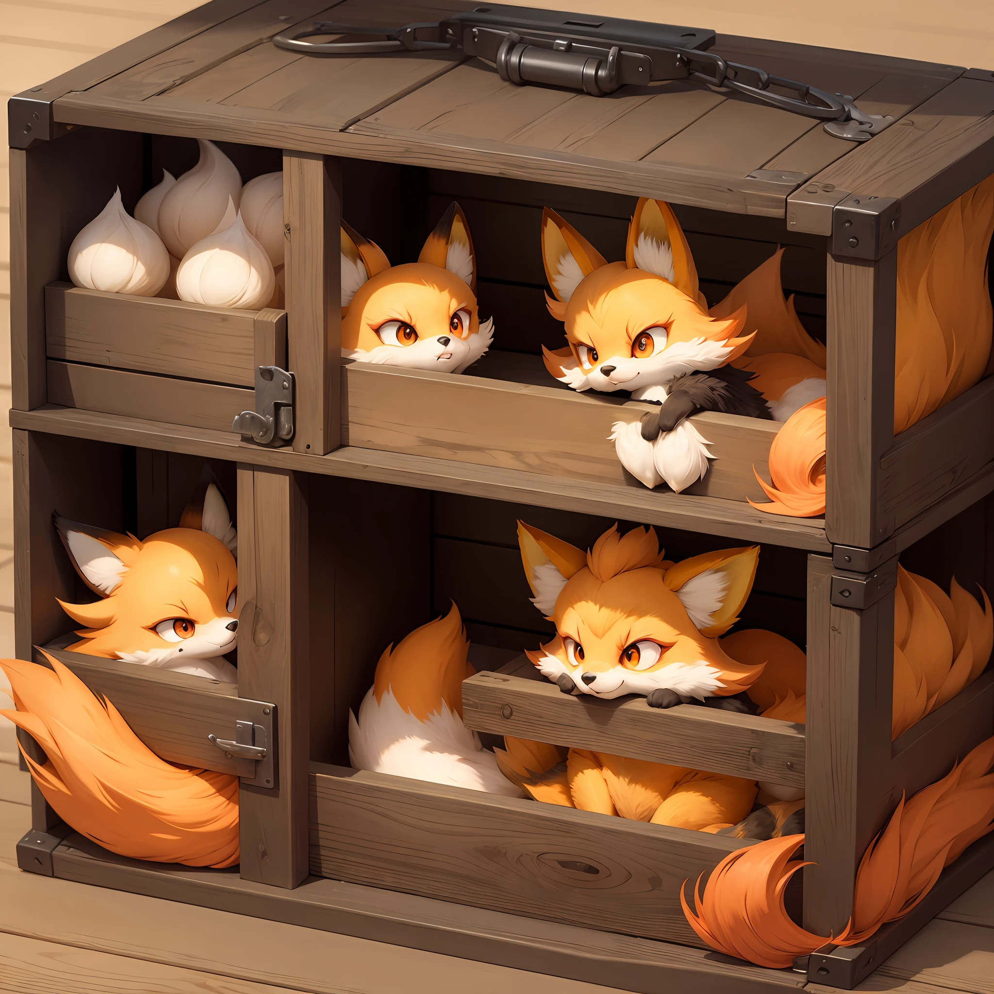 fennekin, fox, in a jail box