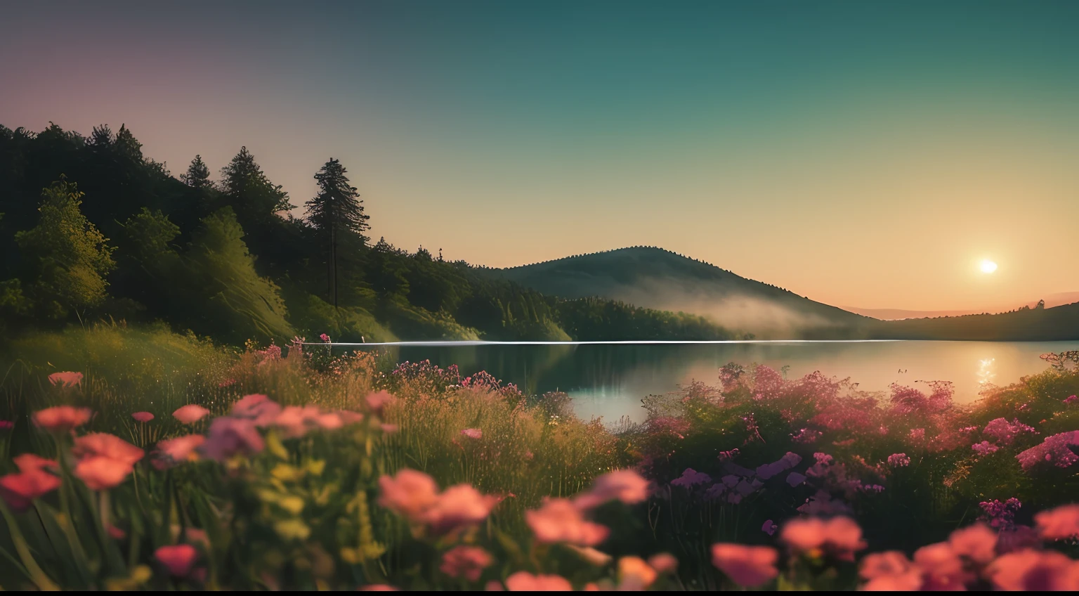 masterpiece, best quality, high quality,extremely detailed CG unity 8k wallpaper, A tranquil and peaceful scene, featuring a serene lake nestled among rolling hills and surrounded by a verdant forest, with a misty morning fog that adds an air of mystery and enchantment, artstation, digital art, intricate, trending, muted colors, artstation, digital illustration, intricate, trending, pastel colors, oil paiting, award winning photography, Bokeh, Depth of Field, HDR, bloom, Chromatic Aberration ,Photorealistic,extremely detailed, trending on artstation, trending on CGsociety, Intricate, High Detail, dramatic, art by midjourney