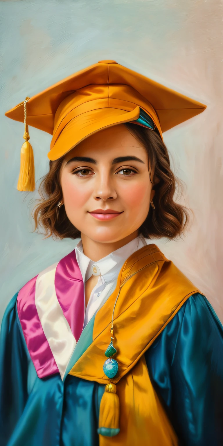 A closeup of a young woman wearing a cap and prom dress, retrato colorido detalhado, retrato colorido, retrato detalhado, academic painting, foto de retrato detalhada, retrato fotorrealista, retrato ultra detalhado, retrato premiado, retrato realista da foto, retrato premiado, retrato pintado closeup, retrato pintado, medium close up portrait, Maia Sandu Hiper-realista, retrato hiperdetalhado