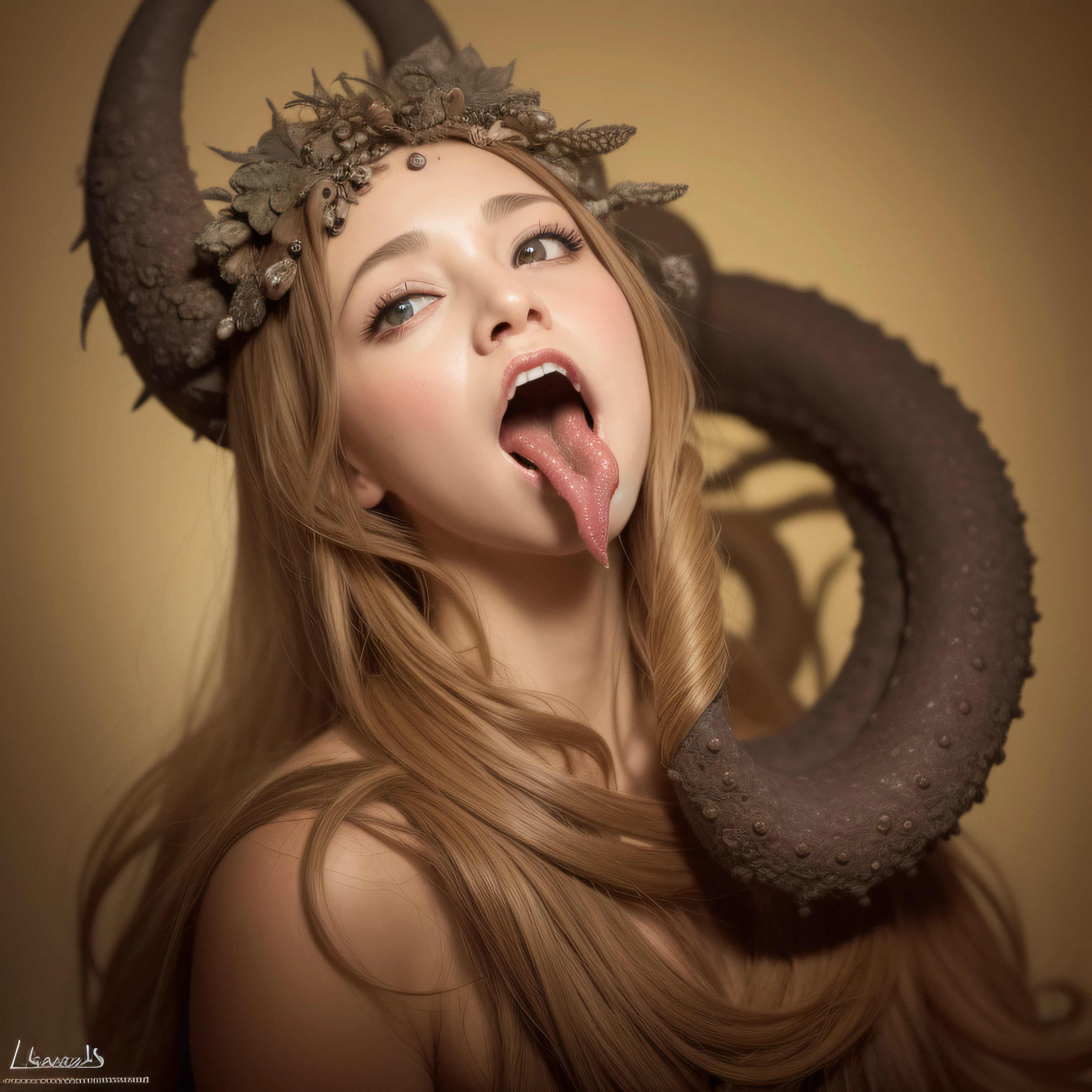 (extremadamente detallado, obra maestra, La mejor calidad), Estilo oscuro, intense illumination, rostro con arrugas, lengua larga, tentacle, deforme, monstruoso, un anciano con Colmillos finos, amenazante. Rococo composition. Luz de caravaggio