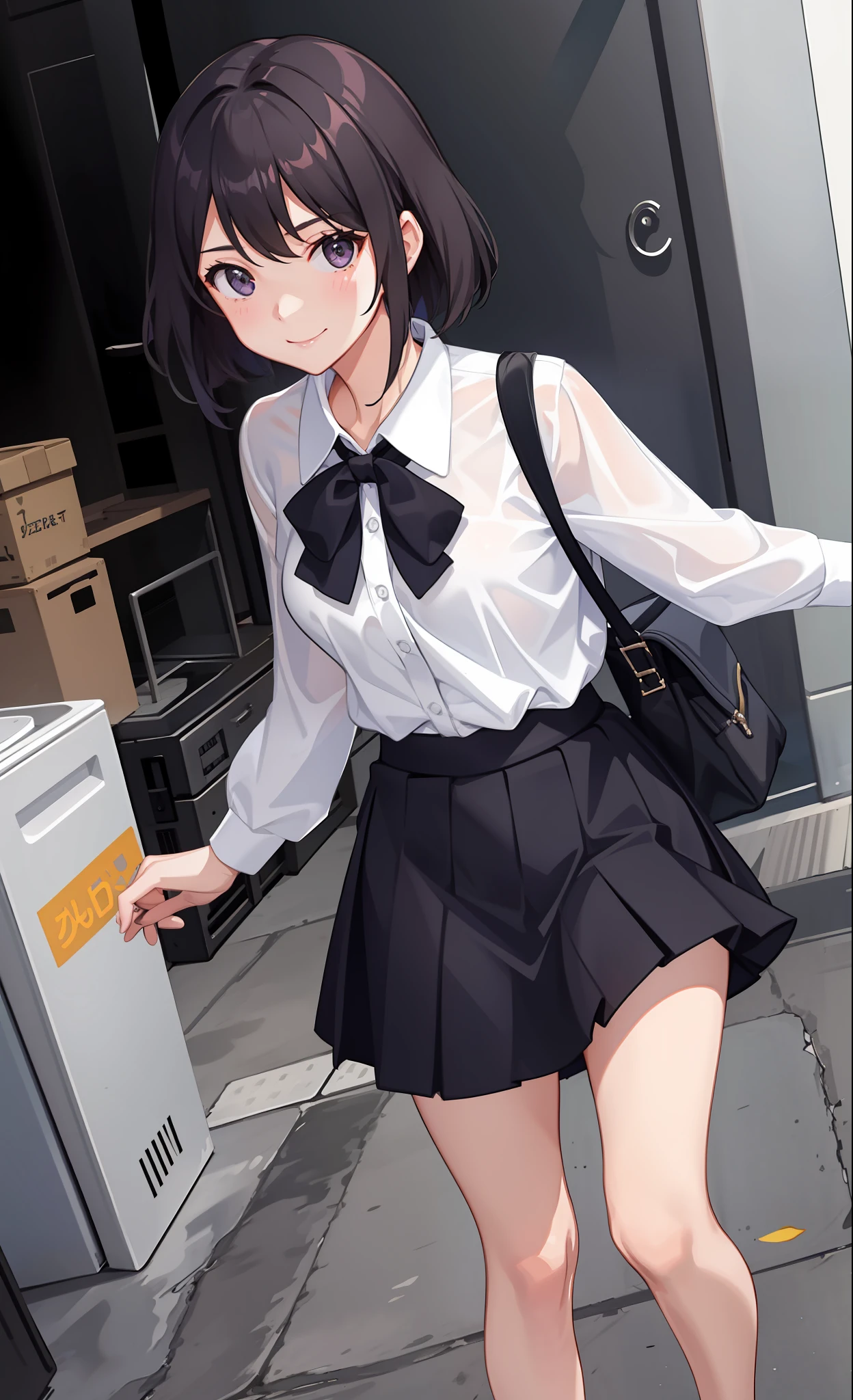 1girl in、A smile、The shirt、Blouse、skirt by the、(small tits)Chilarism、movement、