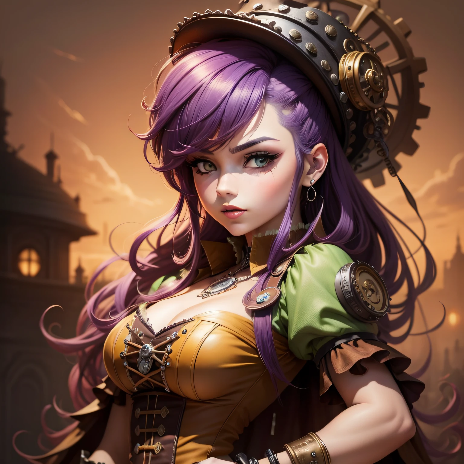 Desenho animado de Fantz (criatura:0.5)|(tigre:0.5) design, ultra detalhado, random colors, Steampunk, e traje punk,A imagem separa facilmente o plano de fundo