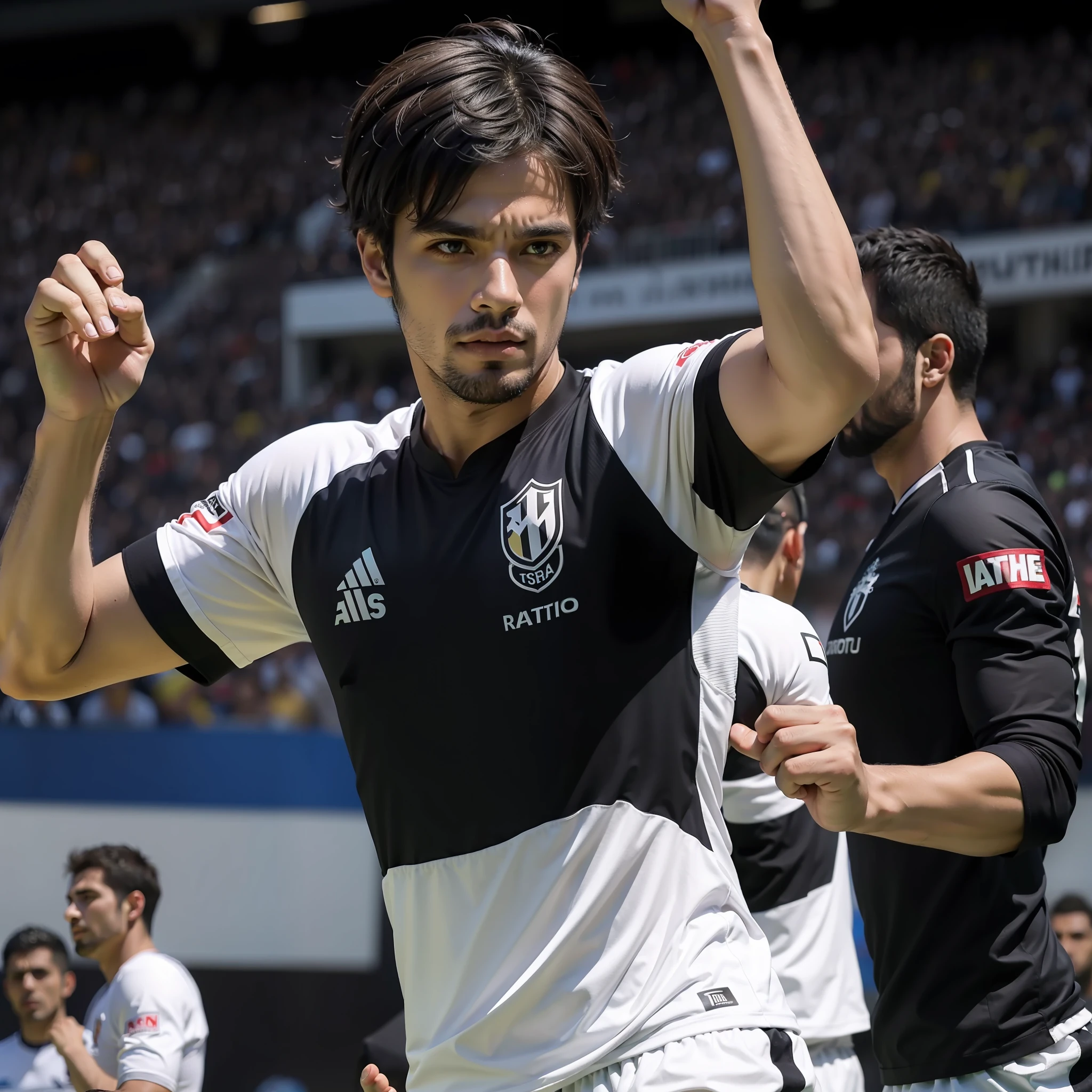 Um torcedor com seios grandes vestindo a camisa do time do Botafogo de futebol