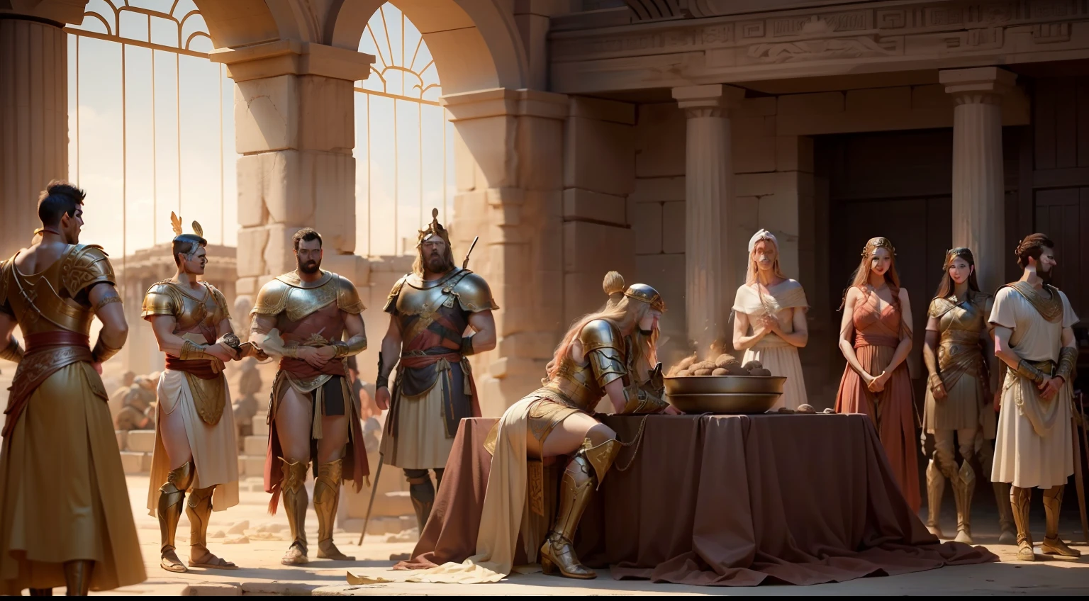 The epic plot of the Trojan War,Magnificent war scenes,Ancient Greek reproduction。
