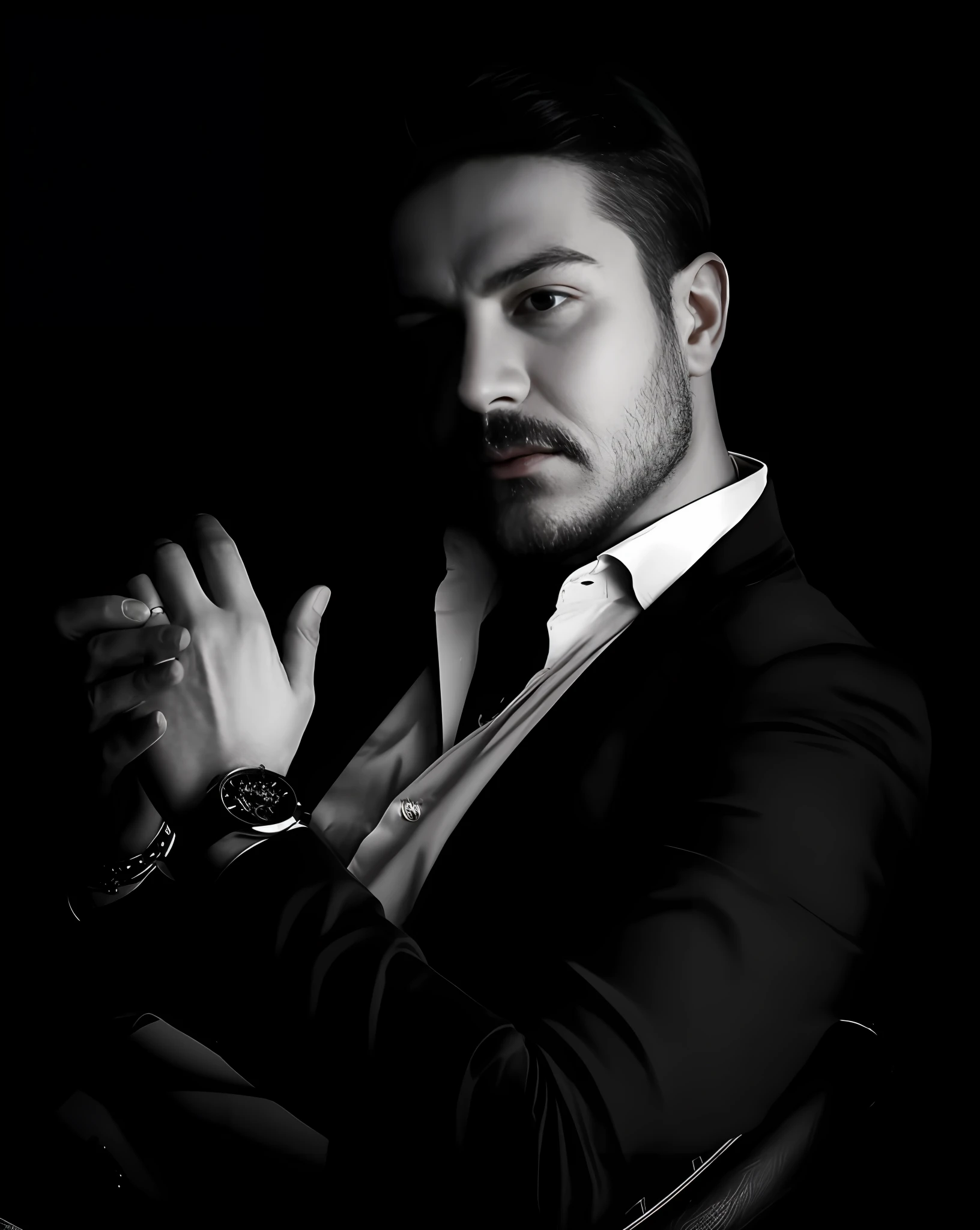 arafed man in a suit and tie sitting in a chair, handsome man, attractive man, handsome and elegant, epic and classy portrait, handsome male, handsome and attractive, promotional portrait, medium shot portrait, inspired by Carlo Mense, man in black suit, photoshoot, by Adam Szentpétery, attractive male