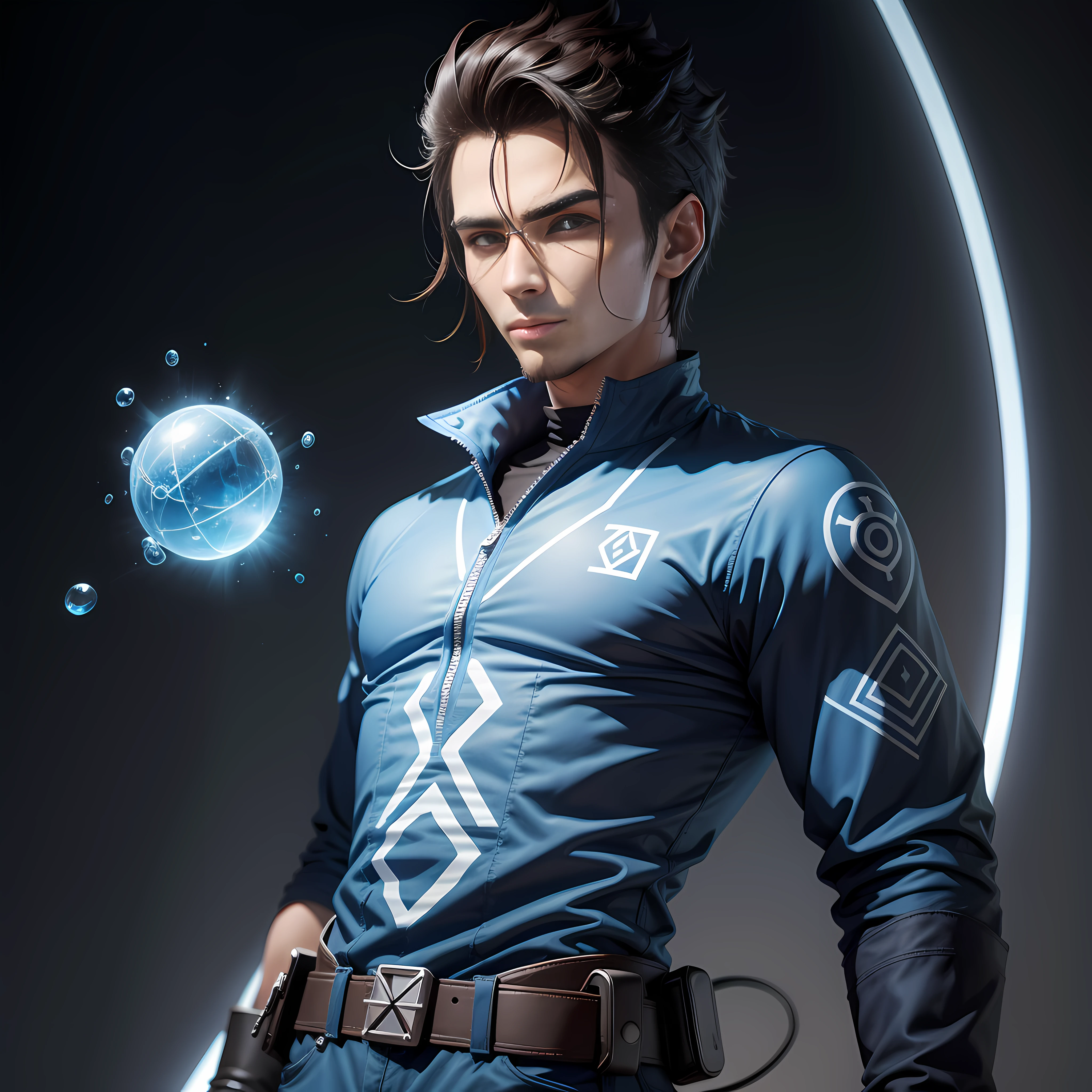 Male avatar,quadratic element,Helium,Solid helium blade,sci-fy