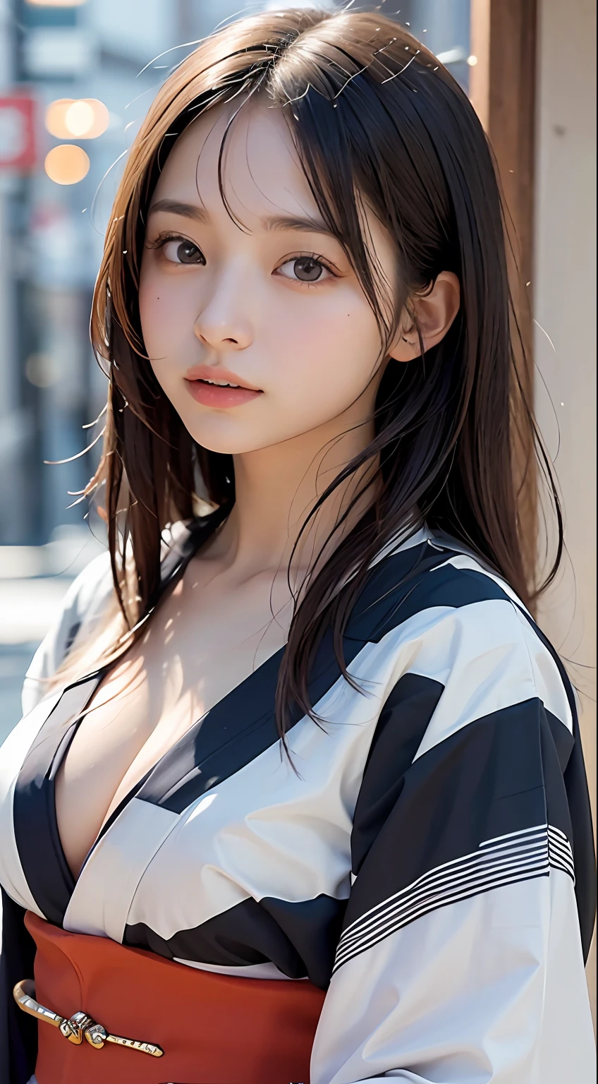 (masutepiece, Best Quality:1.4), Beautiful face, 8K, 85 mm, absurderes, (japanese kimono:1.4), Lying, Hands on the ground、cleavage of the breast、Facing the camera、 violaceaess, gardeniass, Delicate girl, Solo, knight, Looking at Viewer, Upper body, Film grain, chromatic abberation, Sharp Focus, face lights, Professional Lighting, Sophisticated, (Smile:0.4), cleavage, (Simple background, Bokeh background:1.2), Detail Face、Snow piled up、snowscape