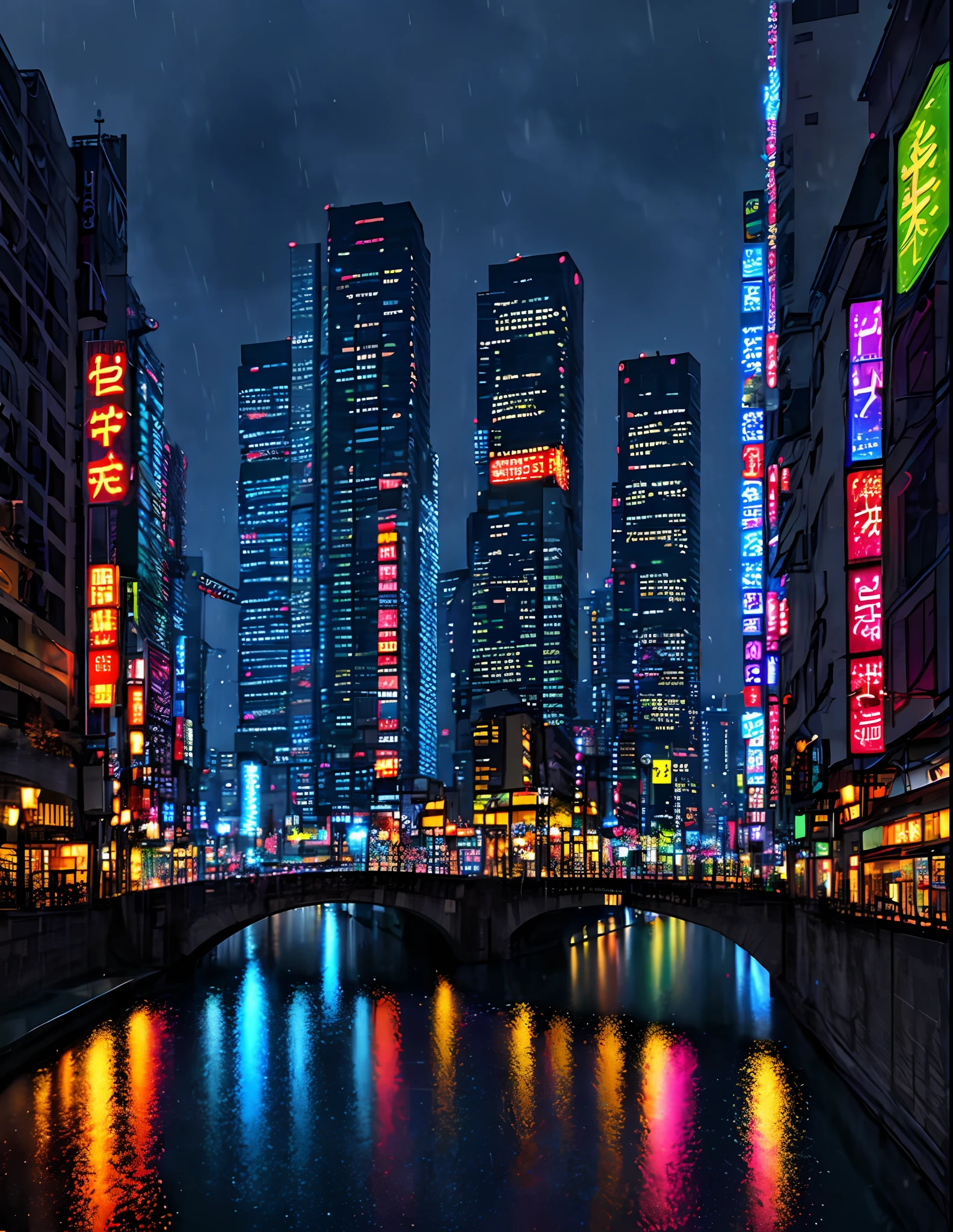 Osaka night, raining day, without crowded, masterpiece, best quality, high quality,extremely detailed CG unity 8k wallpaper, HDR, Chromatic Aberration ,Photorealistic,extremely detailed, trending on artstation, trending on CGsociety, Intricate, High Detail, dramatic, art by midjourney