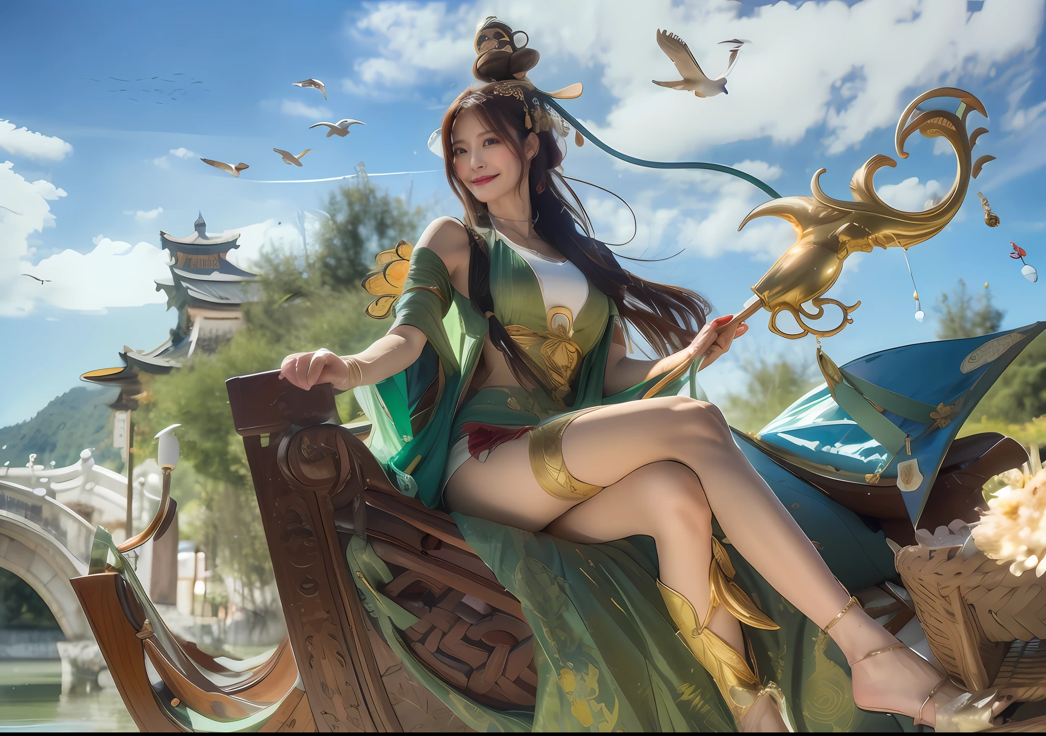 Ancient Chinese female aristocracy,详细的脸,Beautiful and dignified,Middle age,50yearsold,Kindness and kindness,Aristocratic temperament