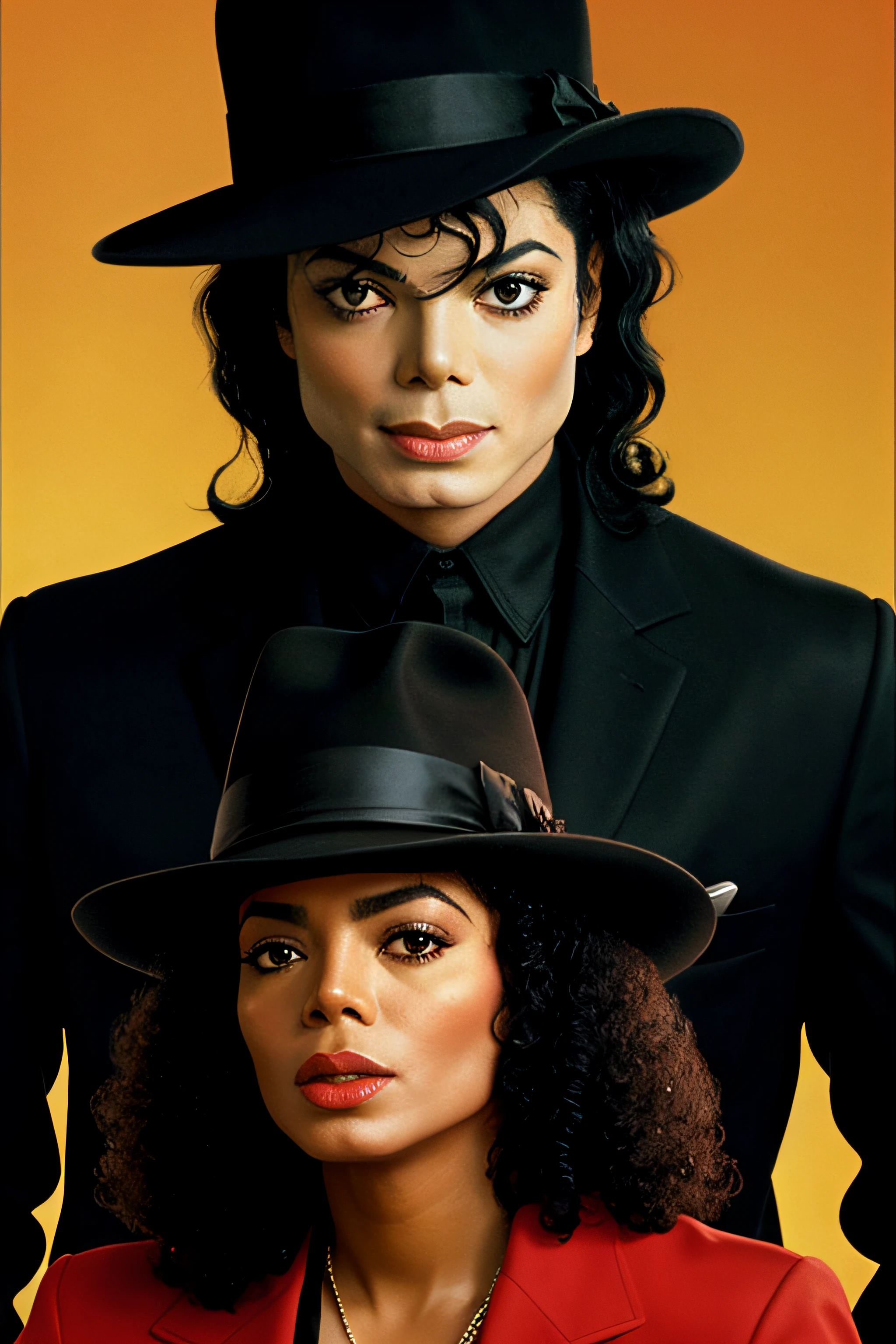 fotorrealista, Michael Jackson Negro com a pele negra ,pele escura estilo Thriller 1984,cabelo cacheado de alta qualidade, obra-prima, cinematic composition, slow-motion,jaqueta de couro vermelha,black hat