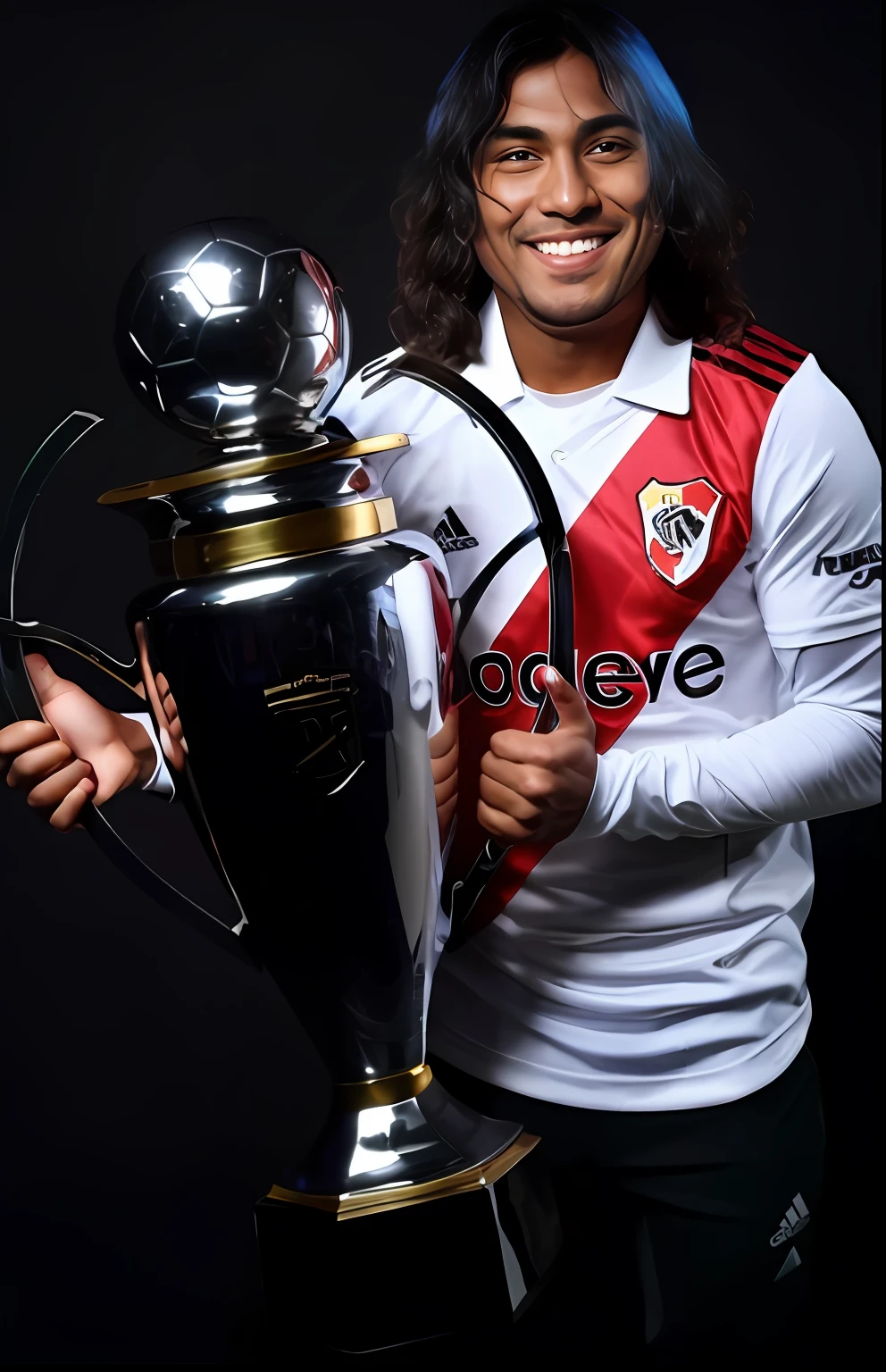 Arafed man holding a trophy and smiling for a photo, 😃😀😄☺