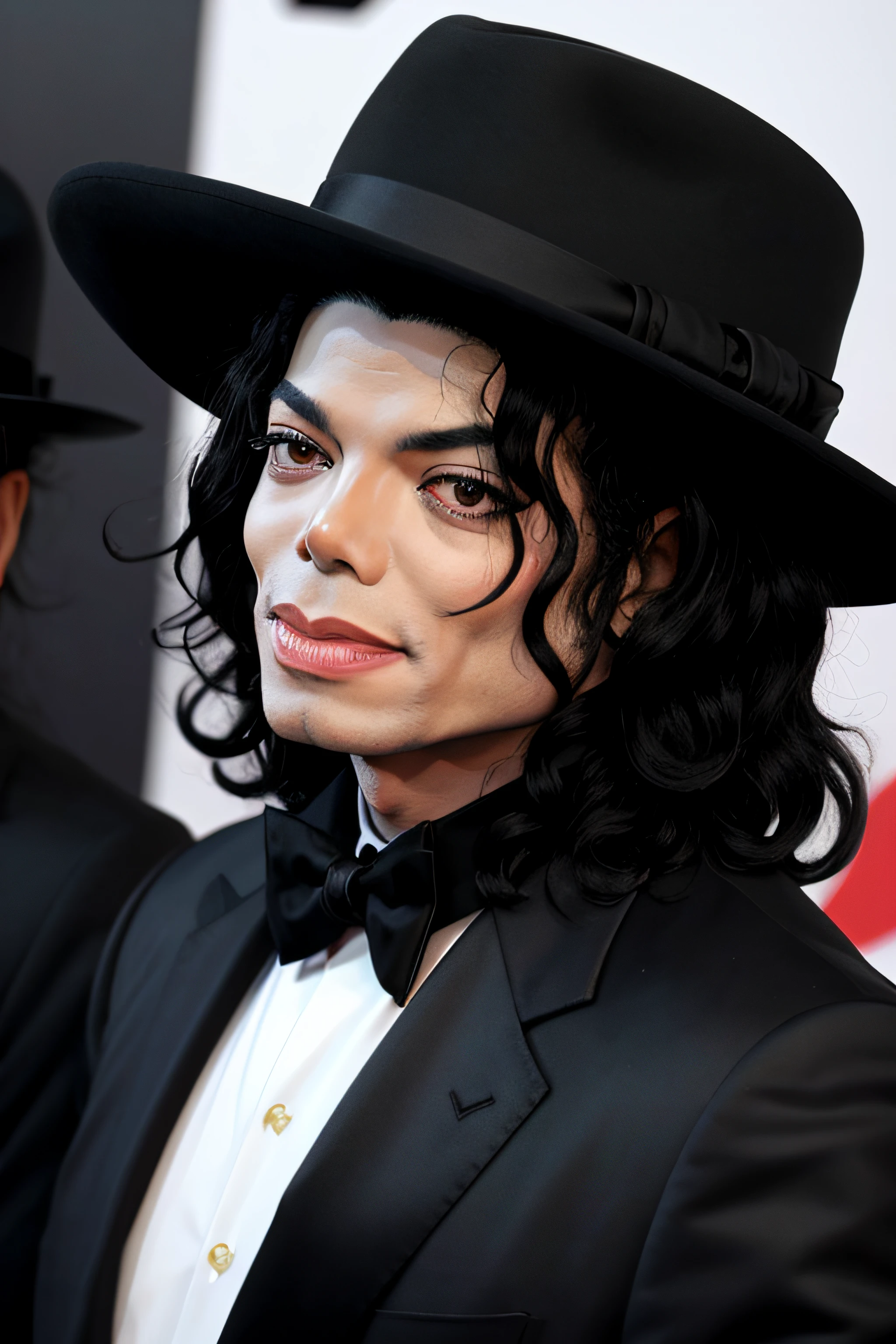 fotorrealista, Michael Jackson  ????? com a pele negra ,pele escura,cabelo cacheado de alta qualidade, obra-prima, cinematic  composition, slow-motion,jaqueta de couro vermelha,black hat