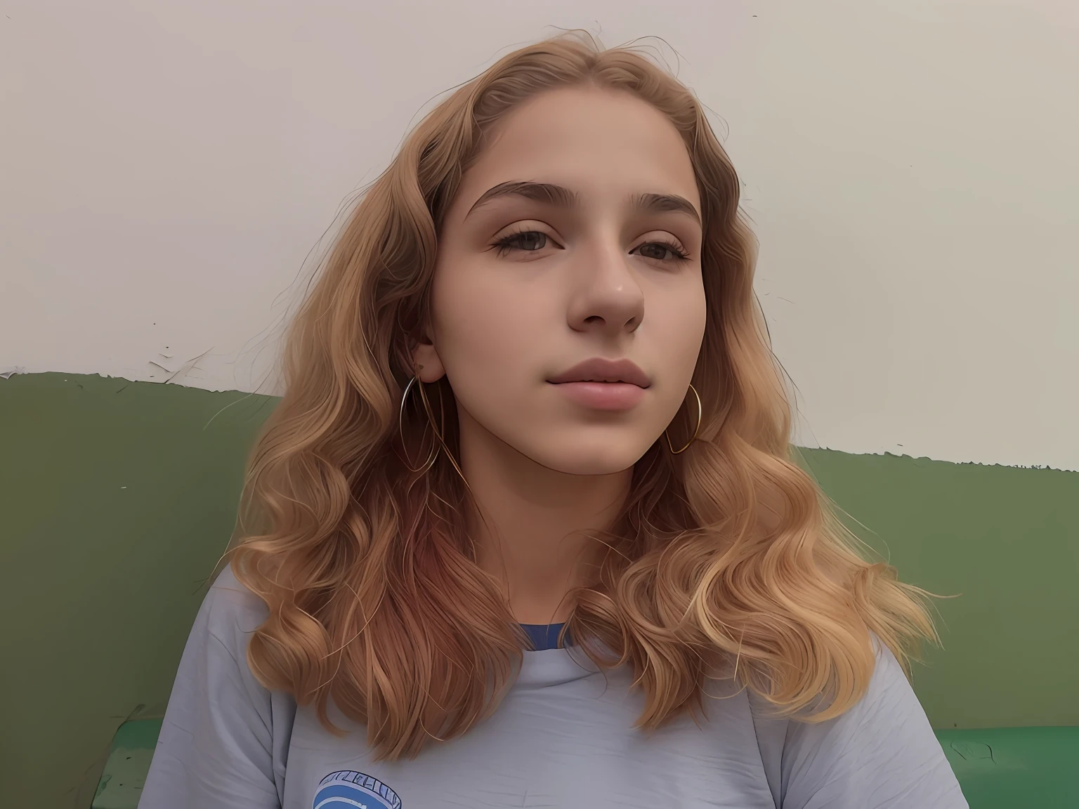 mulher arafed com cabelo longo sentado em um banco verde, imagem frontal, Directed by: Nandor Soldier, em torno de 1 9 anos, ela tem cerca de 1 6 anos de idade, by Amelia Peláez, Malika Favre, 1 6 anos, retrato colorido, 19-year-old girl, Valentina Embaralhamento, 18 anos