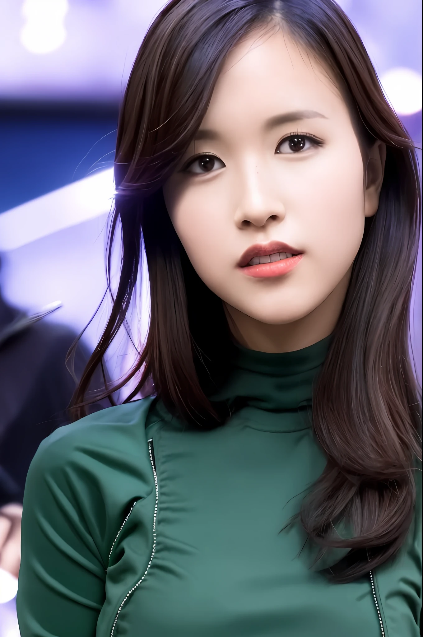 Mina, High-neck long-sleeved sweater,guard,apathy,woman, complex 3d render ultra detailed of a, Portrait of a beautiful woman,head straight-looking at viewer, Moody portrait, Striking features, big breasts beautiful, Complicated details, Dramatic composition, tension, to contrast, textur, hentail realism, high quality render, stunning art, high qulity, filmgrain, FUJI XT3,swirly bokeh,(realisticlying,Photorealistic and realistic:1.2),RAW photos,physically-based renderingt,(view the viewer:1.4),(8k,best qualtiy,tmasterpiece:1.2),(full body shot of:1.1),rendering by octane,extremaly detailed cg,Unity 8k壁纸,On the street,城市,城市,(Studio soft light,rays of sunshine:1.2),(standing on your feet:1.1),hyper-detailing,(Ultra photo realsisim:1.2),(复杂:1.2),(Photorealsitic:1.2),1girll,(being thin:1.3),detailed back ground,(big cleavage breasts:1.1)