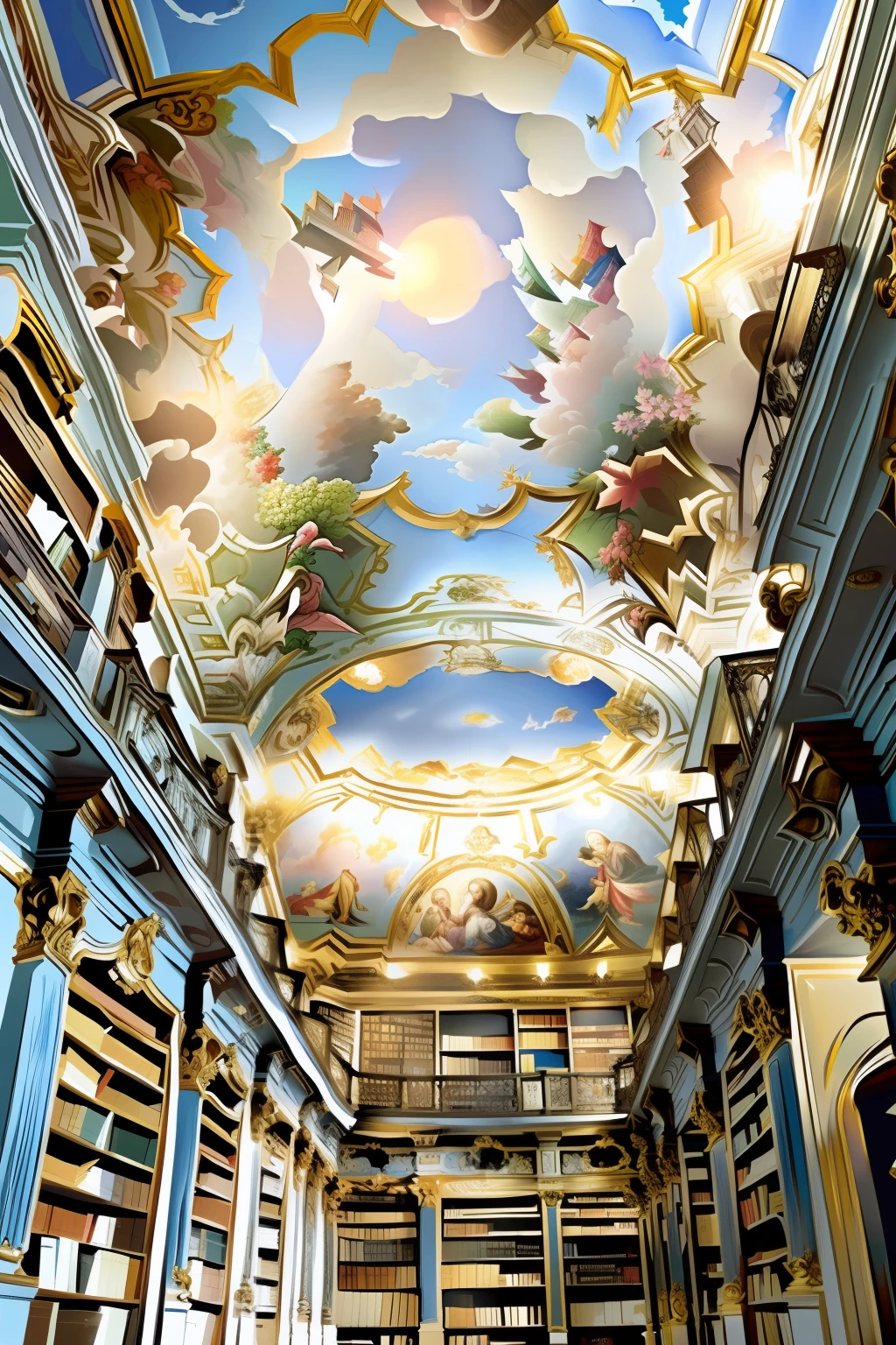 (libraryai), Baroque library with painted ceilings