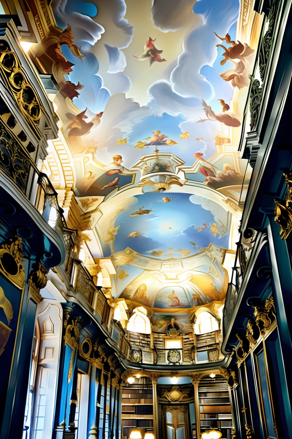 (libraryai), Baroque library with painted ceilings