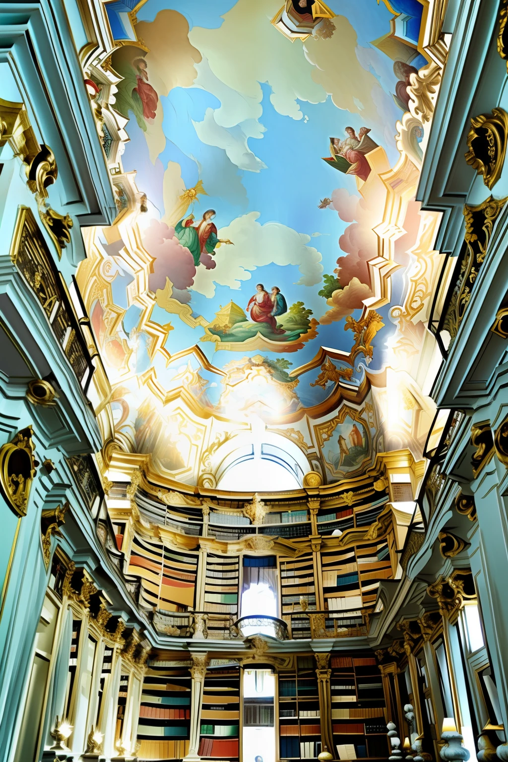 (libraryai), Baroque library with painted ceilings