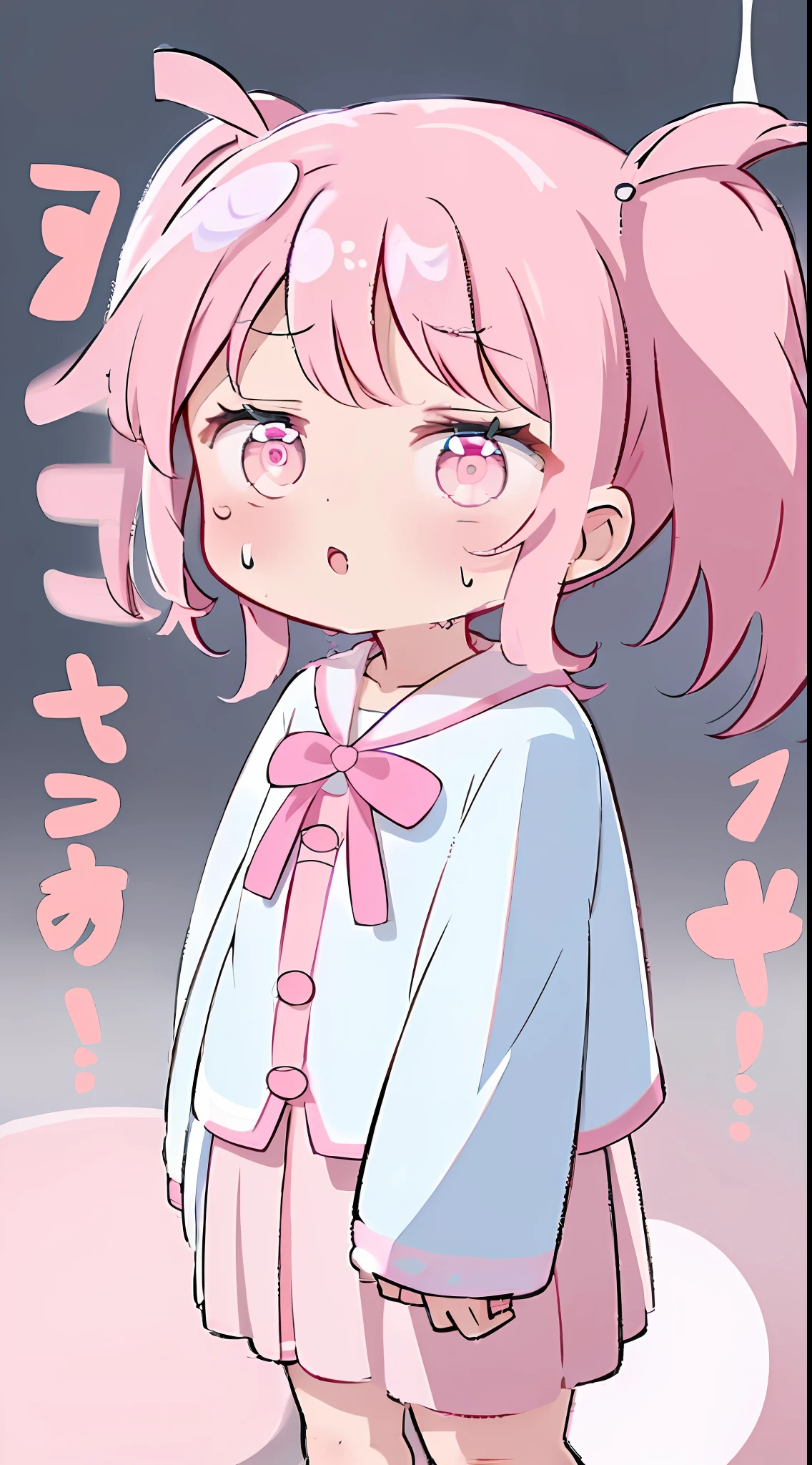 >_<
One girl、A pink-haired、Half Twin Tail、Long、Small twin tails、masterpiece、Top image quality、top-quality、cute little、onepiece、Ribbon on the back、Pink eyes、Impatient、Sweat Effects