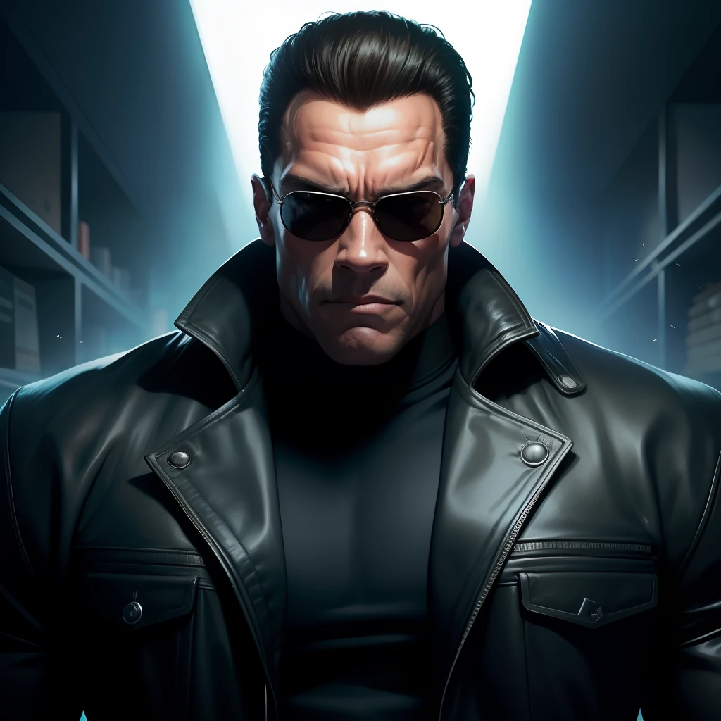 Retrato de Arnold Schwarzenegger Neo da Matrix, detalhes intrincados, perfect features, Dramatic, Cinematic lighting, Highlight lighting, SSAA, smooth rendering, no noise --testp --ar 2:3 --video --no lazy prompts