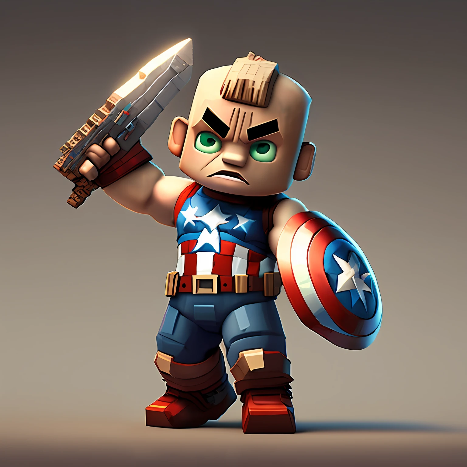 Steve from Minecraft dress decapitated america, (estilo Minecraft), CBZBB, detalhado, fantasia, oniric, surrealismo, super fofo, trending in artstation, 4K, 8K