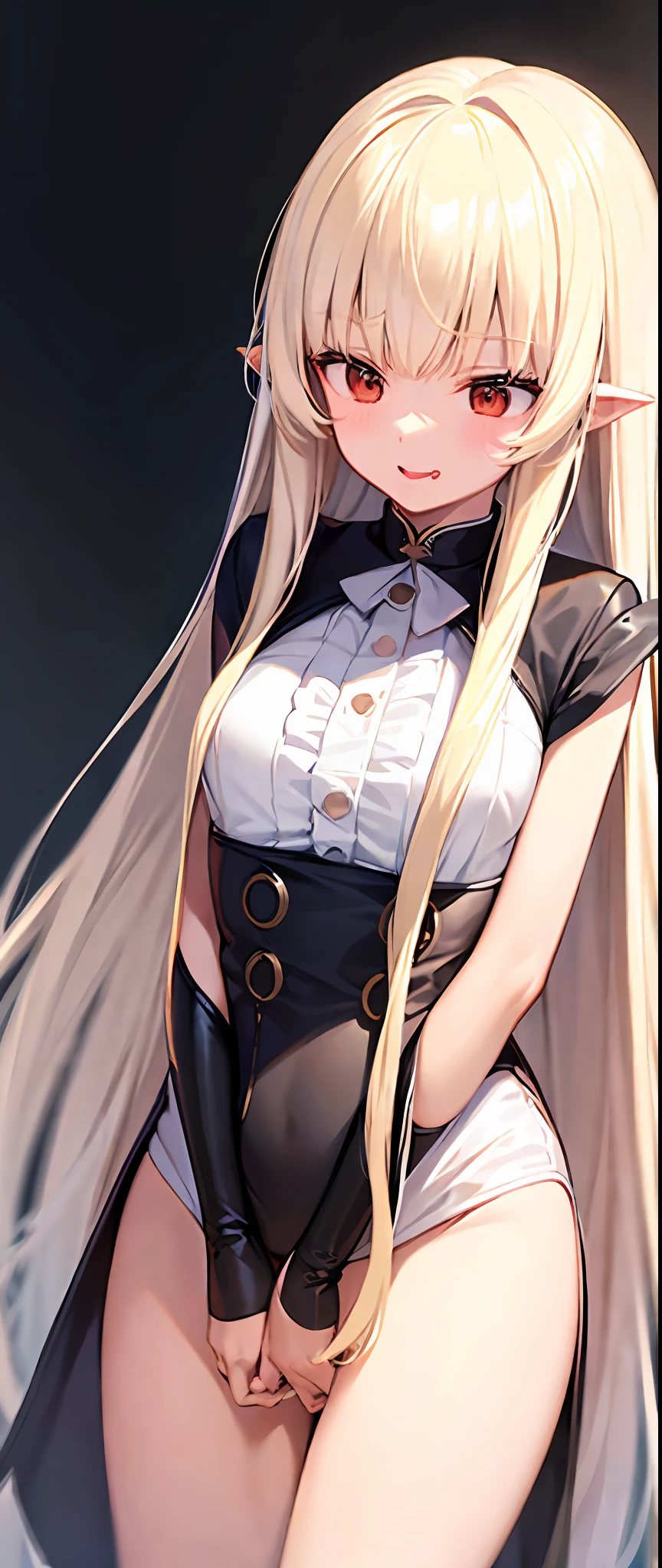 best quality,masterpiece,white background,upper body,Fair skin,blunt bangs,gladient hair,loosen clothing around the neck,look down on,extremely long hair,spreading hair,ivory hair,loafers,wet,,young,girl,open one's mouth,looks away,stick out tongue