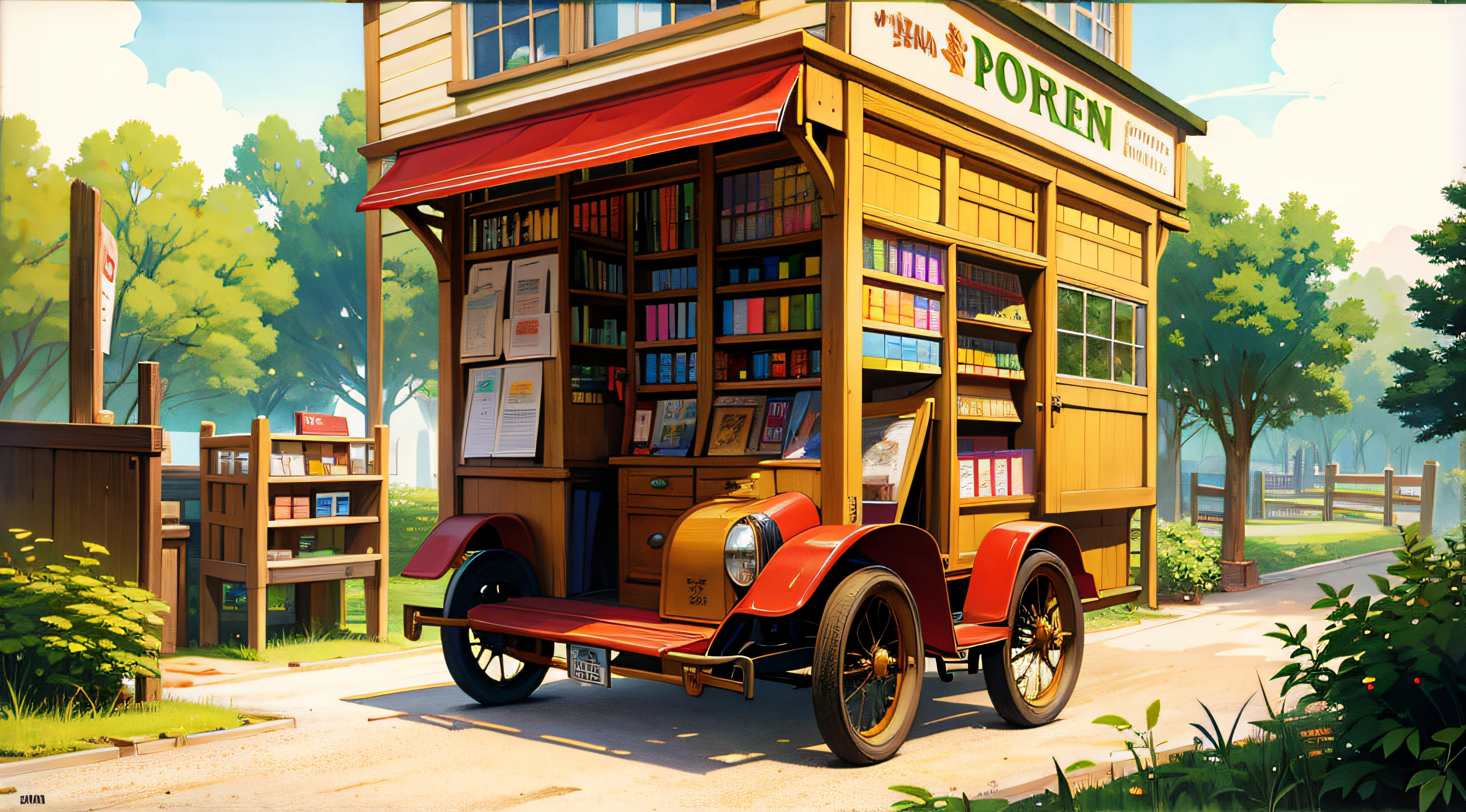 Pencil typeping,Pen coloring
Movable four-wheel carrier
It carries a small magazine shop
Shop owners love to collect anecdotes
Compiled into a booklet and sold everywhere
It can also be mixed for a family of five
Moor here tonight
No business