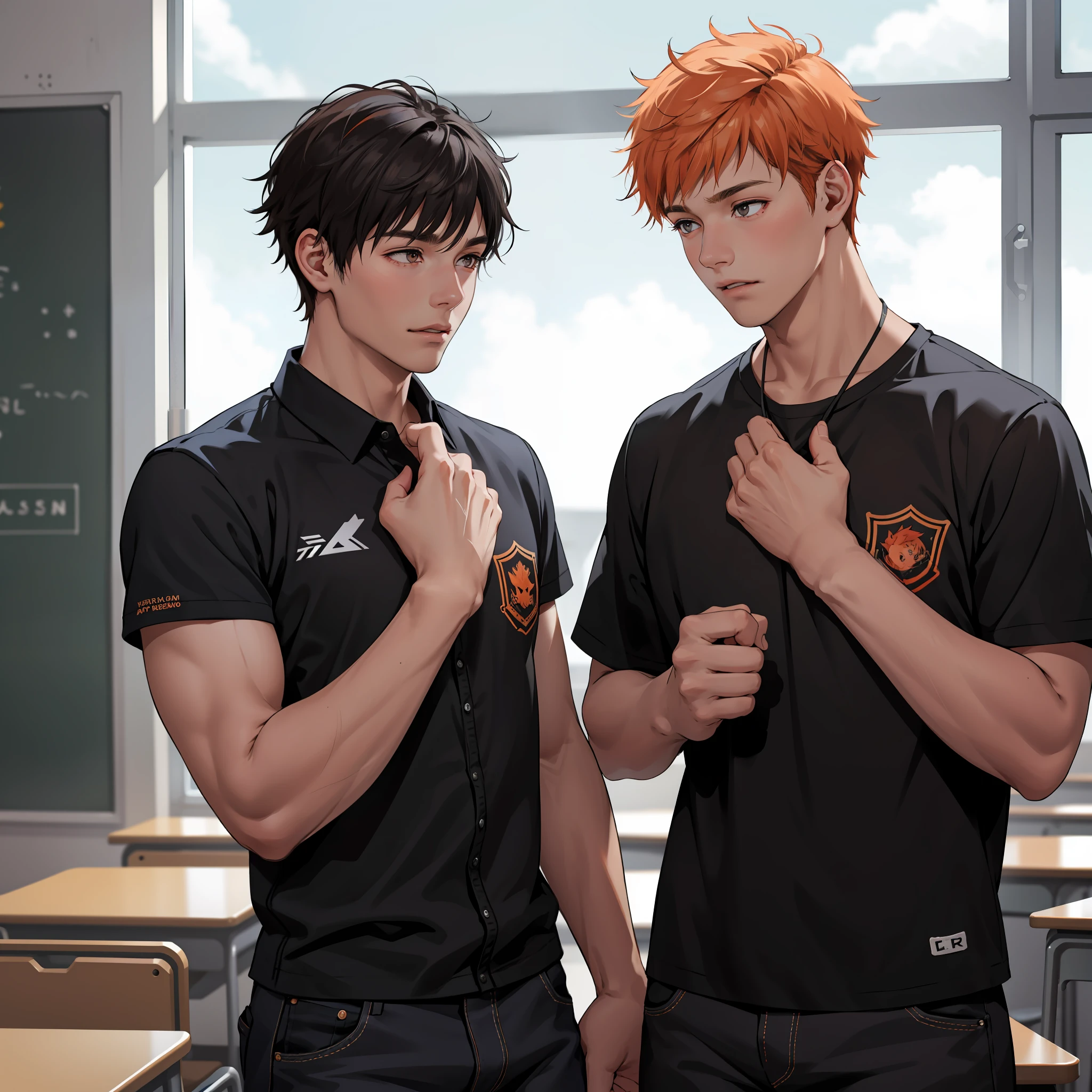 Two -yeld ore-haired teenage friends chatting at school share a secret that they're almost friends with siblings... (usar los mismo personajes)