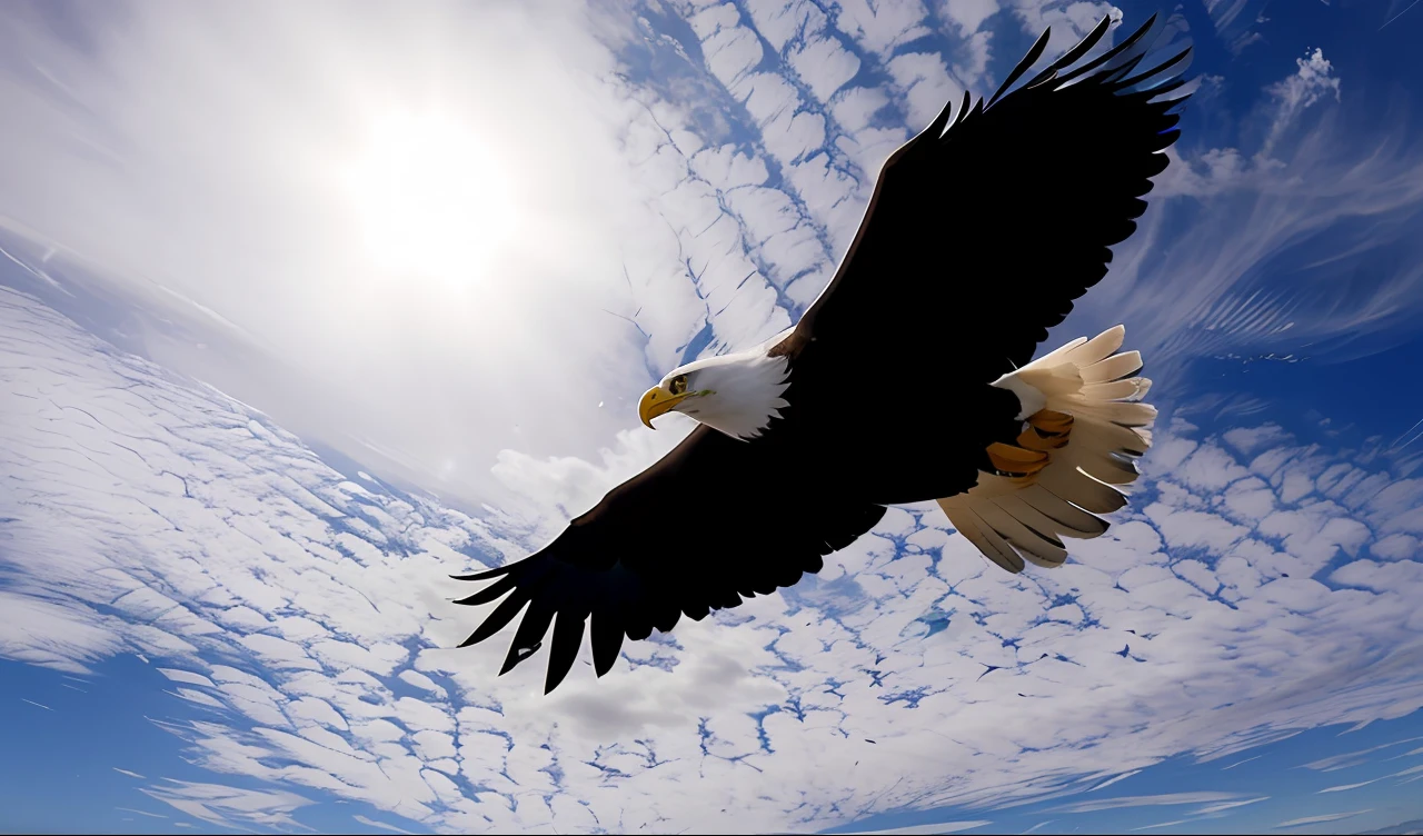 Araffe flying in the sky with a sun behind him, an eagle flying, flying through the sky, aquila, an eagle, Subindo, eagle wings, bald eagle, asas estendidas, flying towards the camera, eagles, amazing photo, foto mid shot, beautiful angle, flying through the sky, foto tirada, em voo, flying through the sky, bela foto