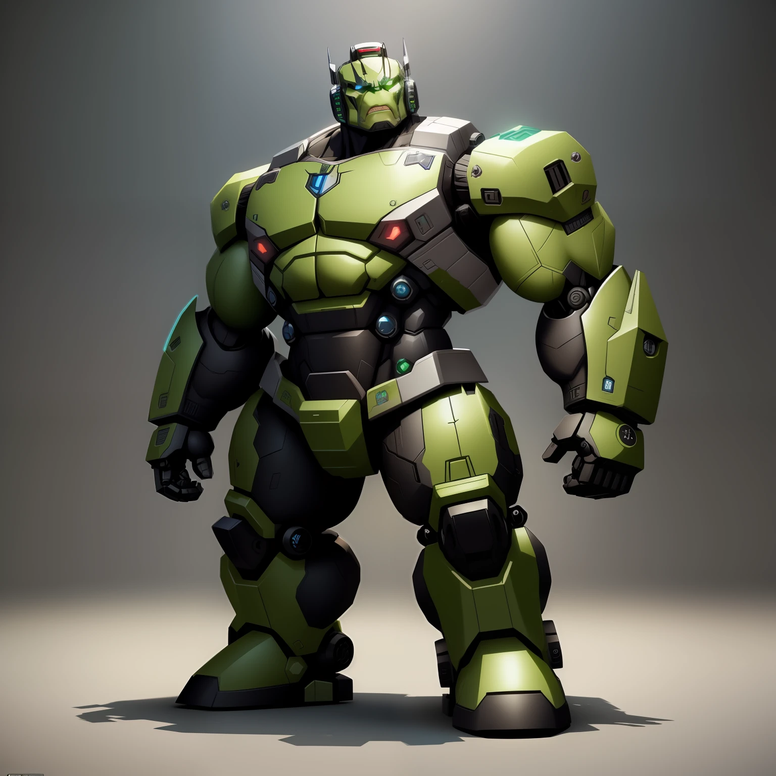 Masterpiece hulk Cute MINI, style transformers (robot), futuristic war machine, original color, Very detailed quality, 8k resolution, rendering with unreal engine technology highly performance. Full body