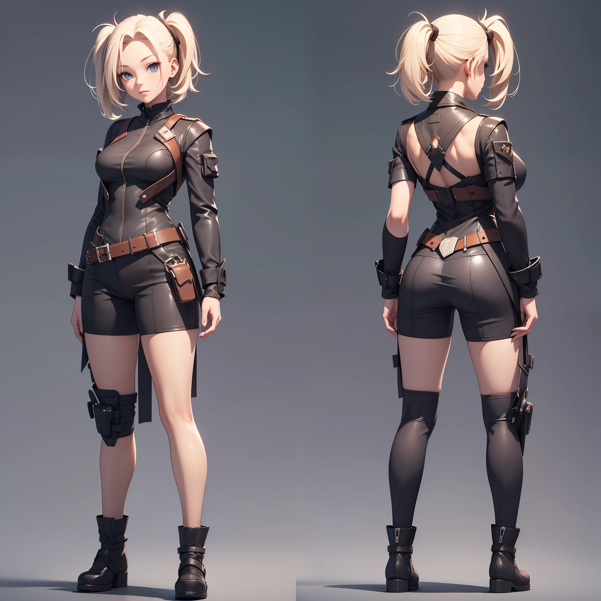 3D model formats that can be used in Unity、front facing、Lateral face、back facing、full - body、height 170cm、Ladies、Shorthair、a blond、20s、Excellent style、best qulaity、high picture quality、Ultra-detail、