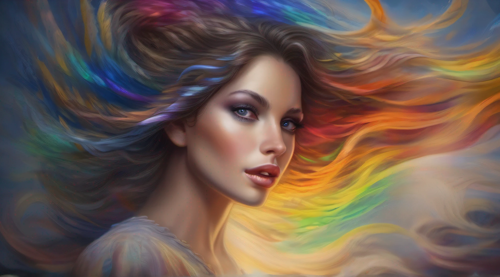 1woman, segurando um livro antigo, cabelos loiros, olhos azuis, vestindo blusa branca, (rosto bonito:1.15), (((fundo plano))), ultra realista, obra-prima, melhor qualidade, fundo com arco iris vibrante.