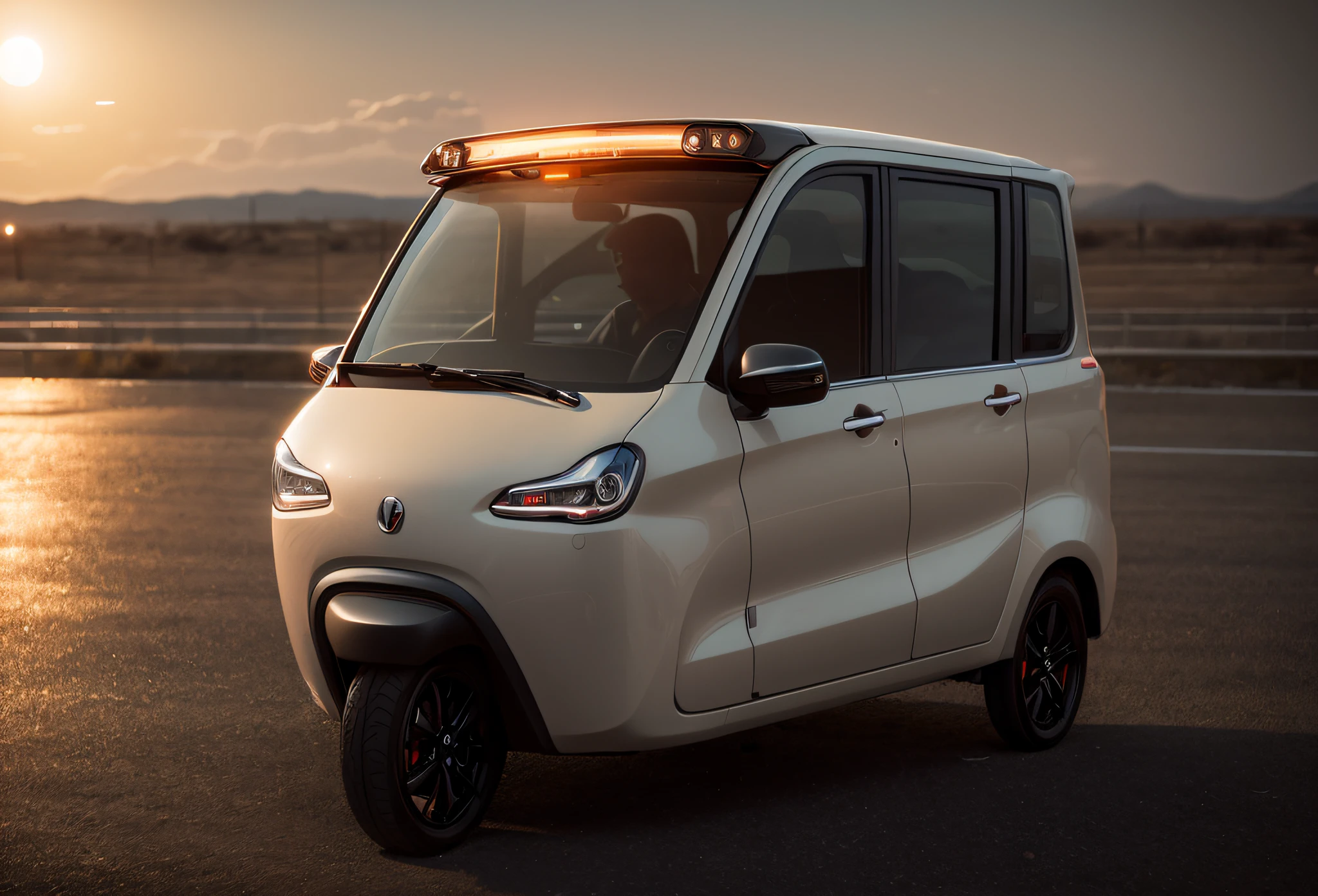 Small car photos,Natural light,8K UHD,high high quality,Film texture,FUJI XT3,电影灯光,Red and black tone impressions,