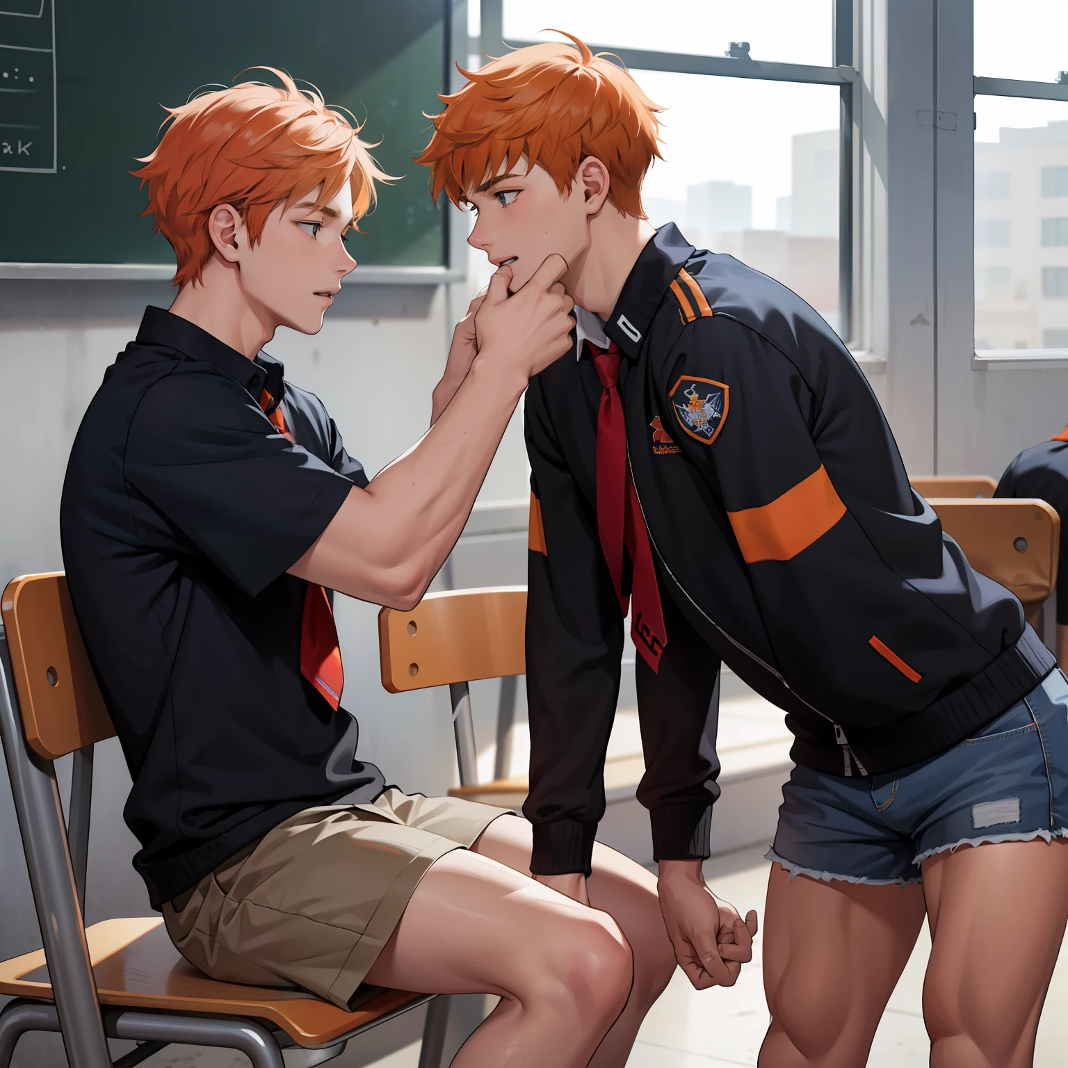 Two -yeld ore-haired teenage friends chatting at school share a secret that they're almost friends with siblings... (usar los mismo personajes)