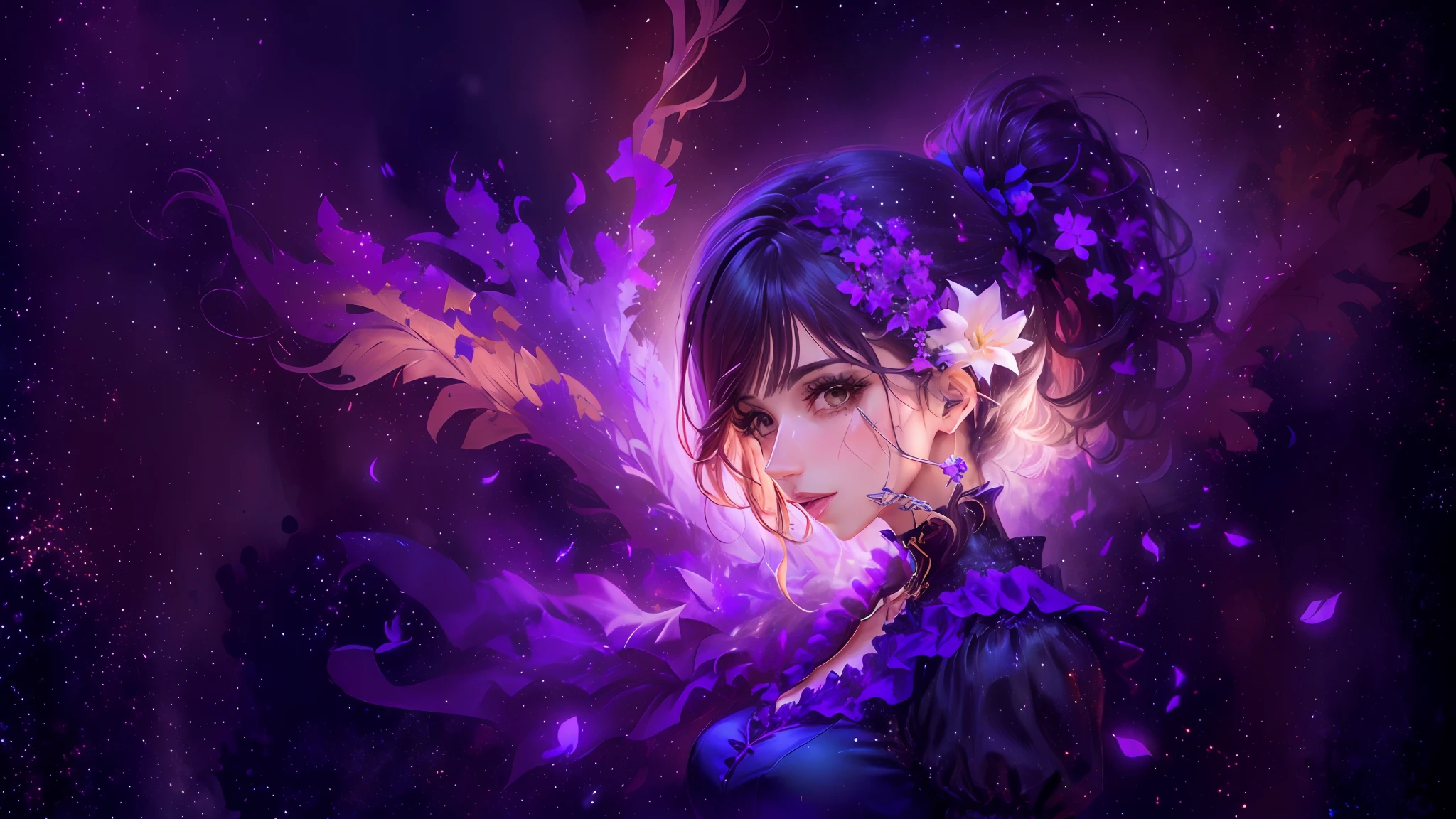 Coloca uma personagem de feminina bonita realista no centro