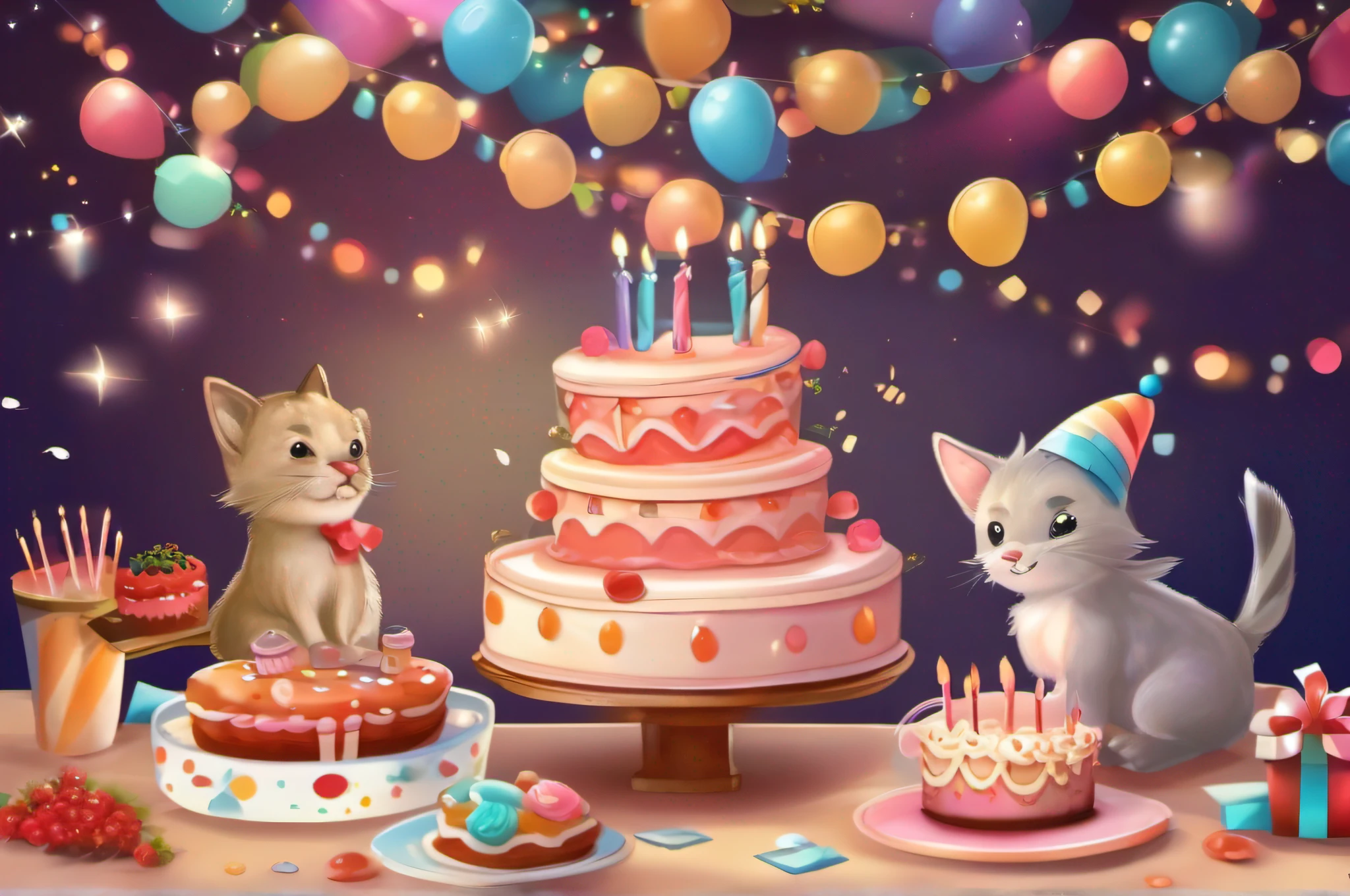 Birthday Celebration、Surround the cake、Smiling with friends、Eat cake with your best smile、Celebrate with everyone、glad、A delightful、Vigorous、a smile、excitedly、Birthday