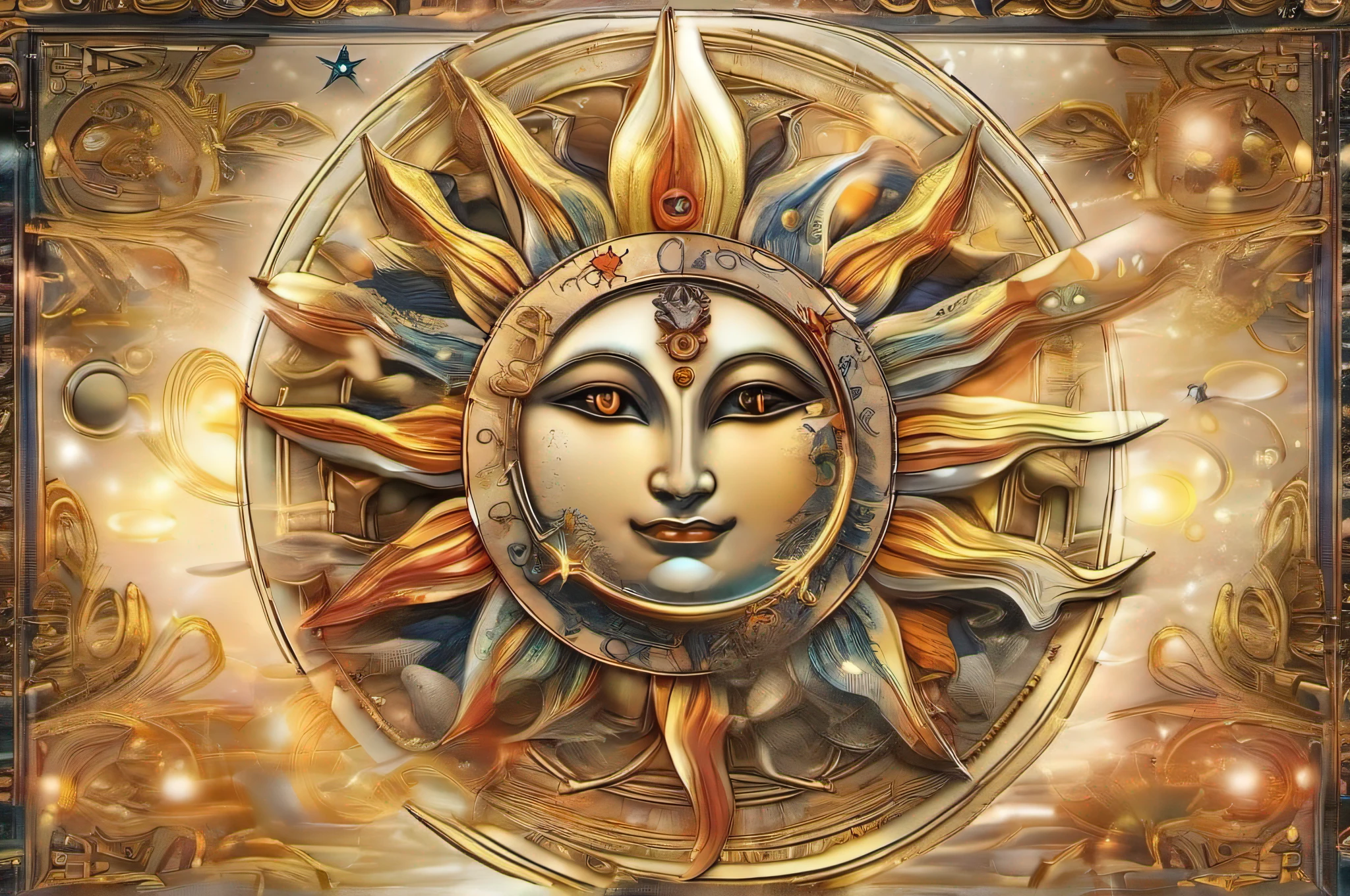 Sun and Moon、suns、a moon、twinkle、Beautiful fece、Astrology