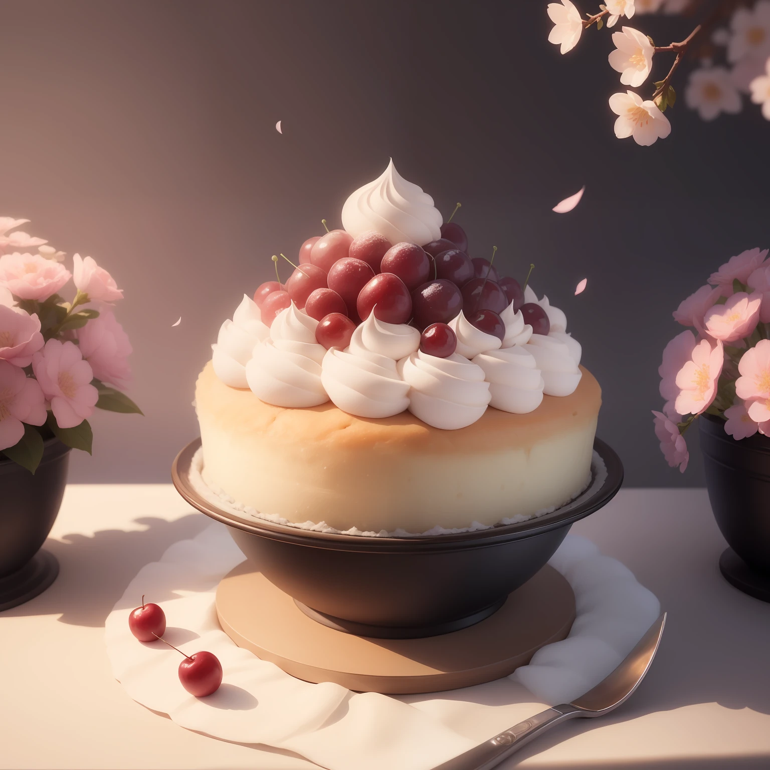 - Soufflé cake
● The outside is covered with a pale pink fluffy souffle fabric,。
- The surface of the soufflé is elegantly studded with cherry blossom petals。
- From the cut、You can see the reddish-purple color of sweet and sour cherries。
-The surface is moderately brown..、Light and crunchy texture。
-The soufflé contains plenty of air.、has a fluffy appearance。
- Sacramento Soufflé Bulge、has a puffy shape。
- Because cherry blossom petals are woven into the souffle、You can see a faint cherry blossom color on the cross section.。
――The beautiful figure is、It makes you feel gorgeous and elegant at the same time.。
- Sacramento Blown、It is a visual representation reminiscent of the arrival of spring and cherry blossoms..。
- See you、Have a beautiful appearance that gives the impression of a special dessert。