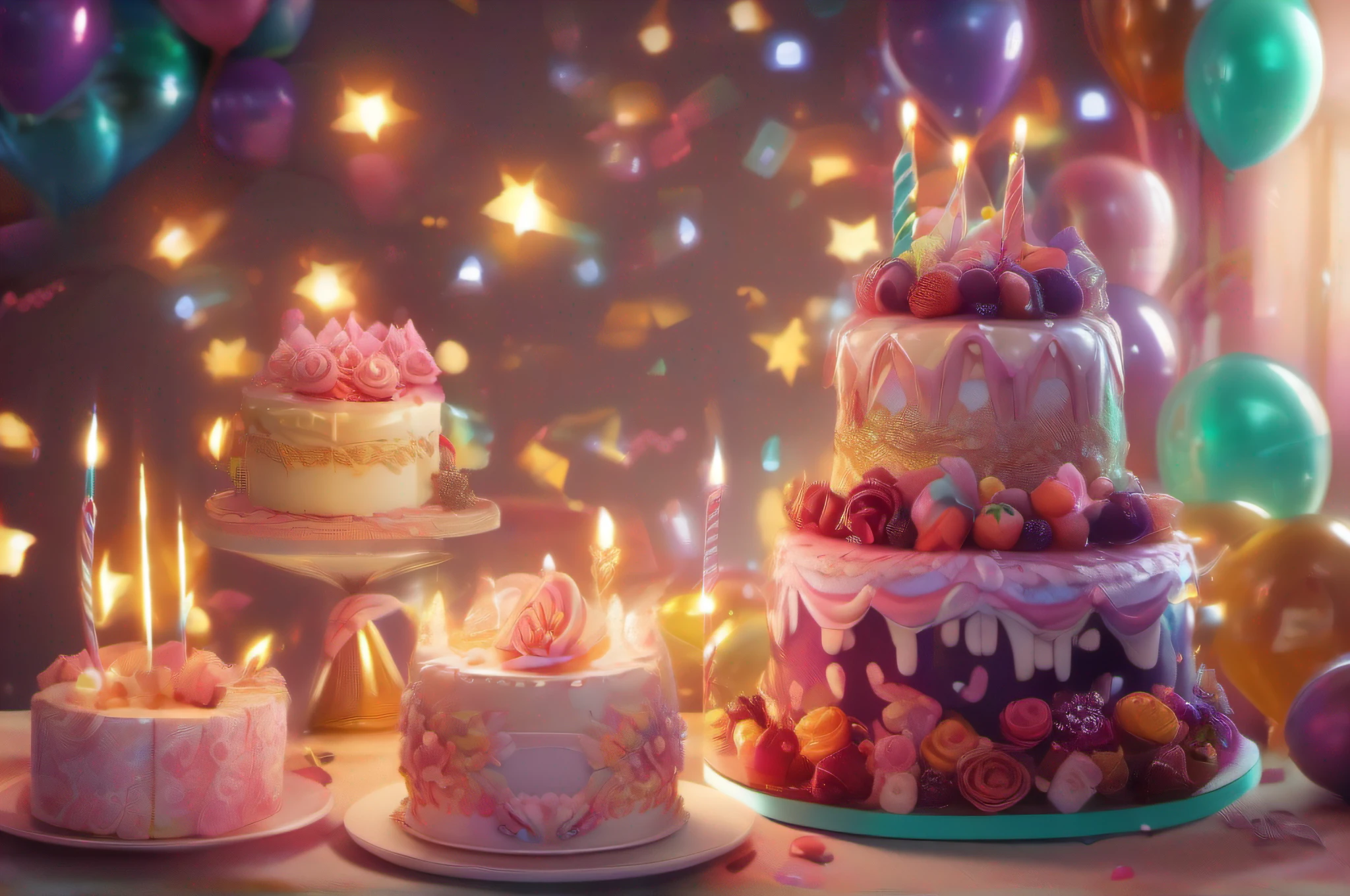 Birthday Celebration、kawaii、a cake、Many friends smile、The best smile、Celebrate with everyone、glad、A delightful、shimmer、Delicious cake