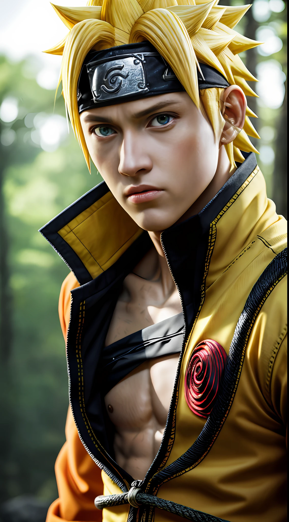 Naruto Uzumaki Naruto,(Detailed face,Detailed eyes,Clear skin,Clear eyes),lotr,fanciful,sportrait,photography of,Detailed skins,photorealestic,Photorealistic and realistic,8K,highly detailed,full length frame,High detail RAW color art,nipple piercing,diffused soft lighting,shallowdepthoffield,Sharp focus,ultra-realistic realism,cinmatic lighting